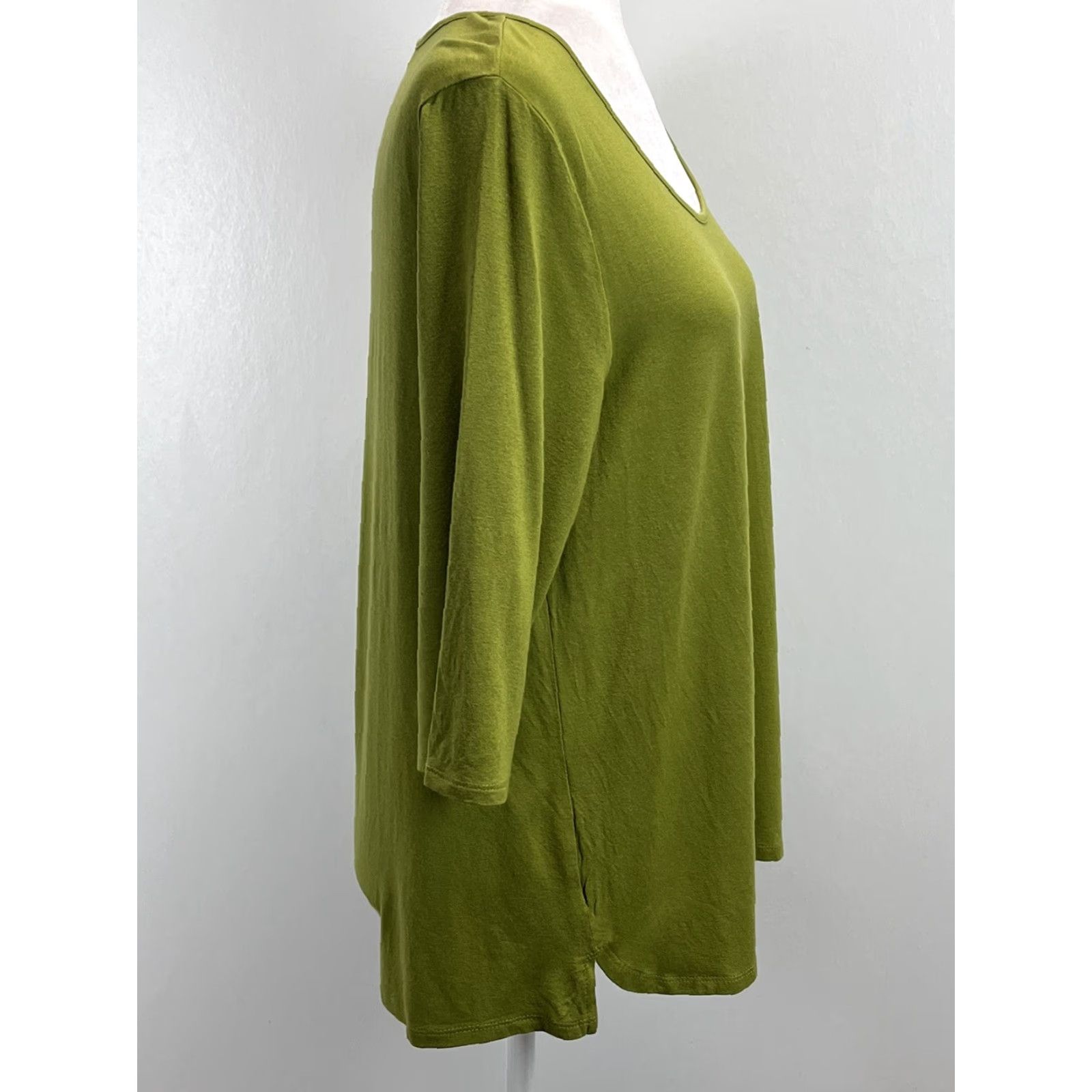 J. Jill J. Jill Wearever Tunic Shirt Womens Medium Green 3/4 Sleeve Jersey Stretch Size M / US 6-8 / IT 42-44 - 4 Thumbnail