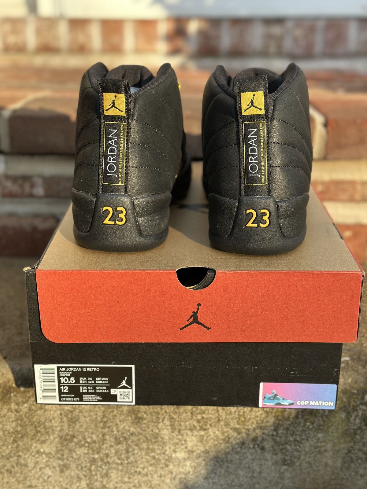 Jordan Brand Nike Air Jordan 12 Retro Black Taxi (10.5M) Size US 10.5 / EU 43-44 - 4 Thumbnail