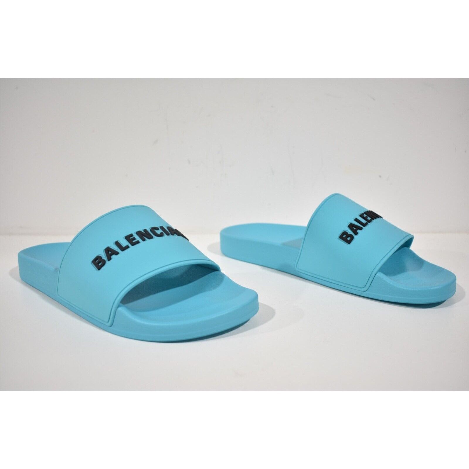Balenciaga Balenciaga Turquoise Logo Slide Pool Sandal Flip Flop 43 10 Size US 10 / EU 43 - 4 Thumbnail