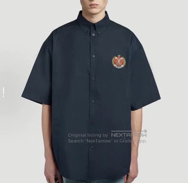 Balenciaga Balenciaga size 37 Dark Blue Short Sleeve Shirt Size US XS / EU 42 / 0 - 6 Thumbnail