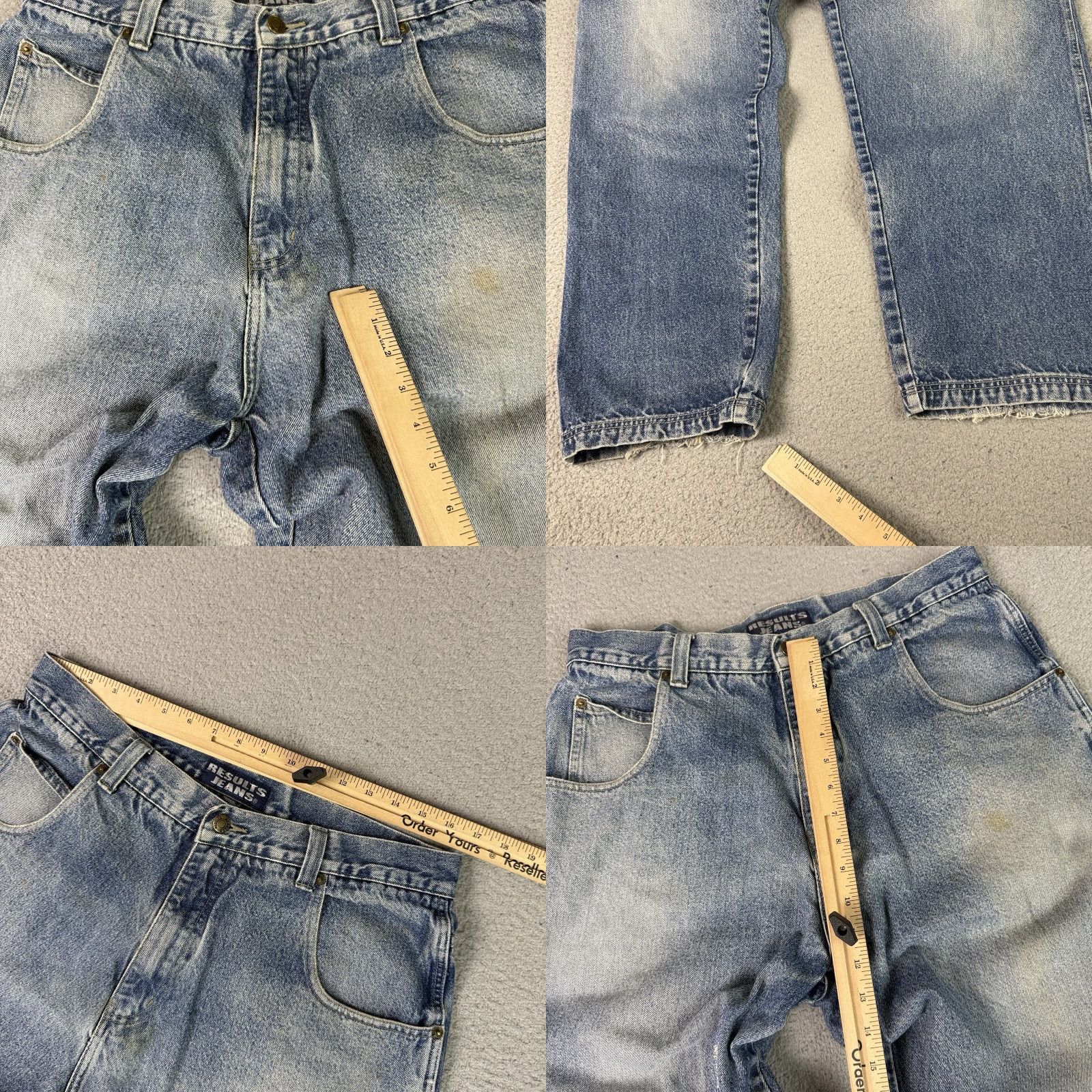 Vintage VINTAGE Results Jeans Mens 34W 28in Inseam Wide-Leg 5-Pocket Denim Blue Grunge 90s Skater Cardholder Logo Zipper Button Hooked Rise Mid Size US 34 / EU 50 - 9 Thumbnail