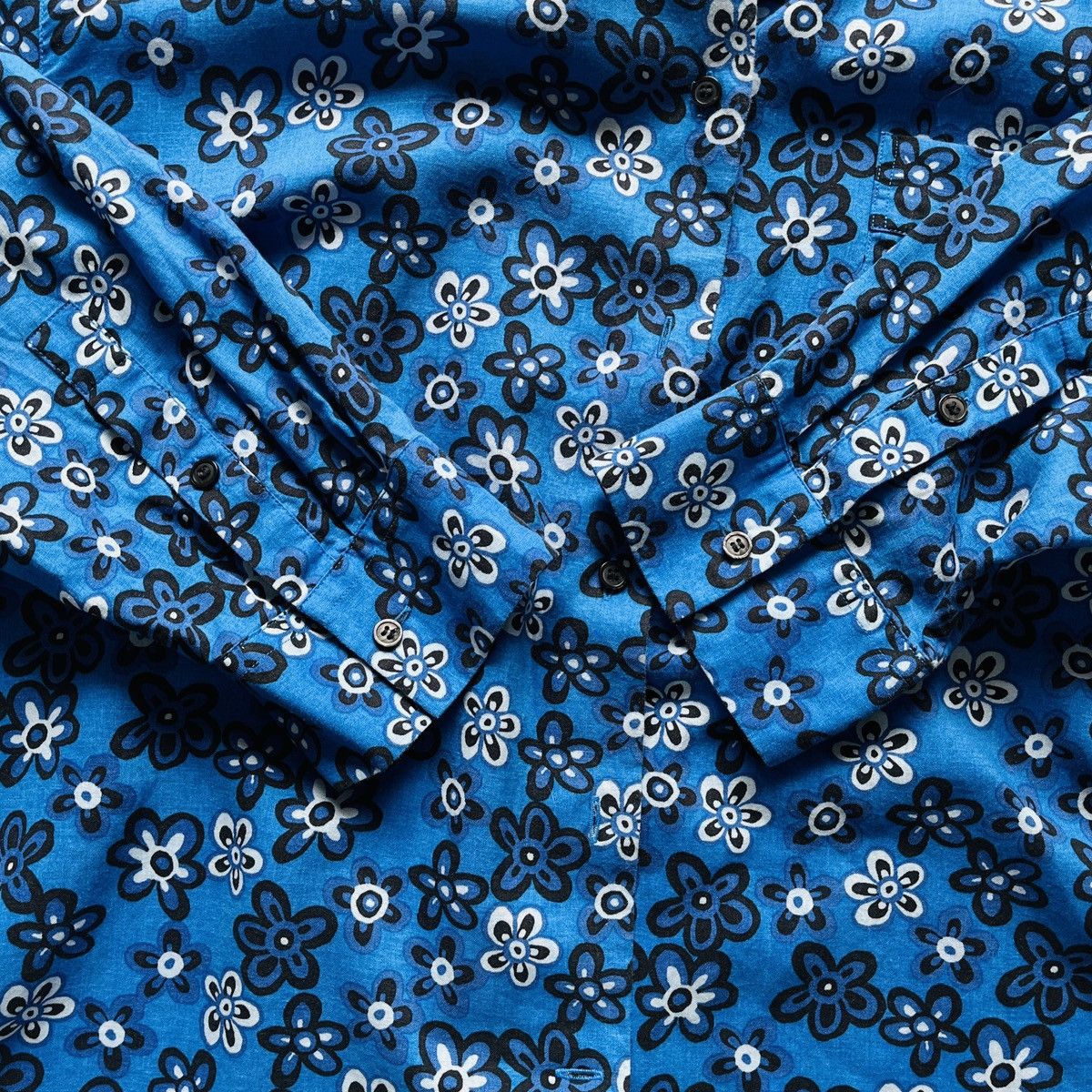 Marni MARNI X Uniqlo Japan Blue Flowers Shirts Buttons Up Size L Size US L / EU 52-54 / 3 - 14 Thumbnail