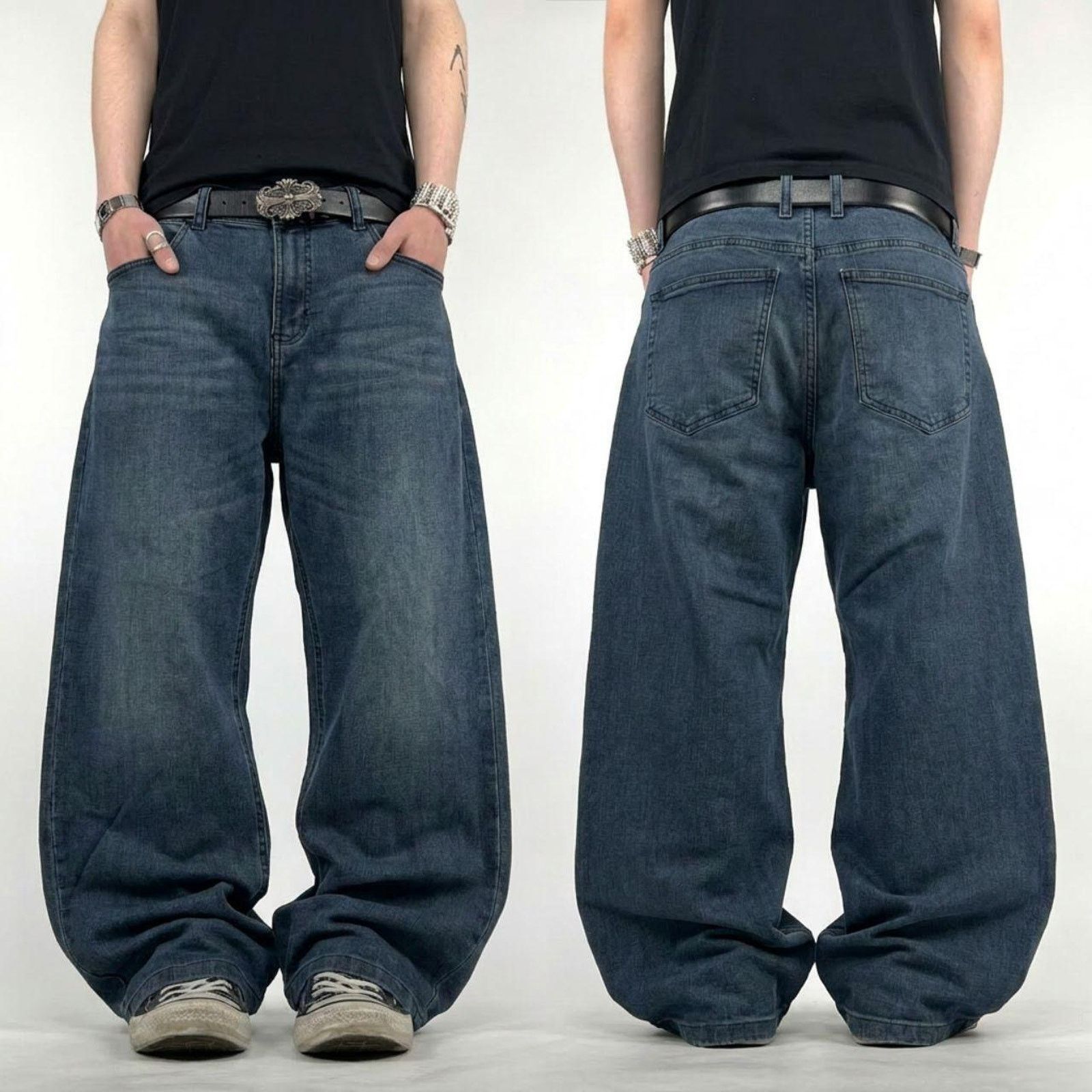 Vintage y2k faded stonewash rare skater baggy wide leg jeans