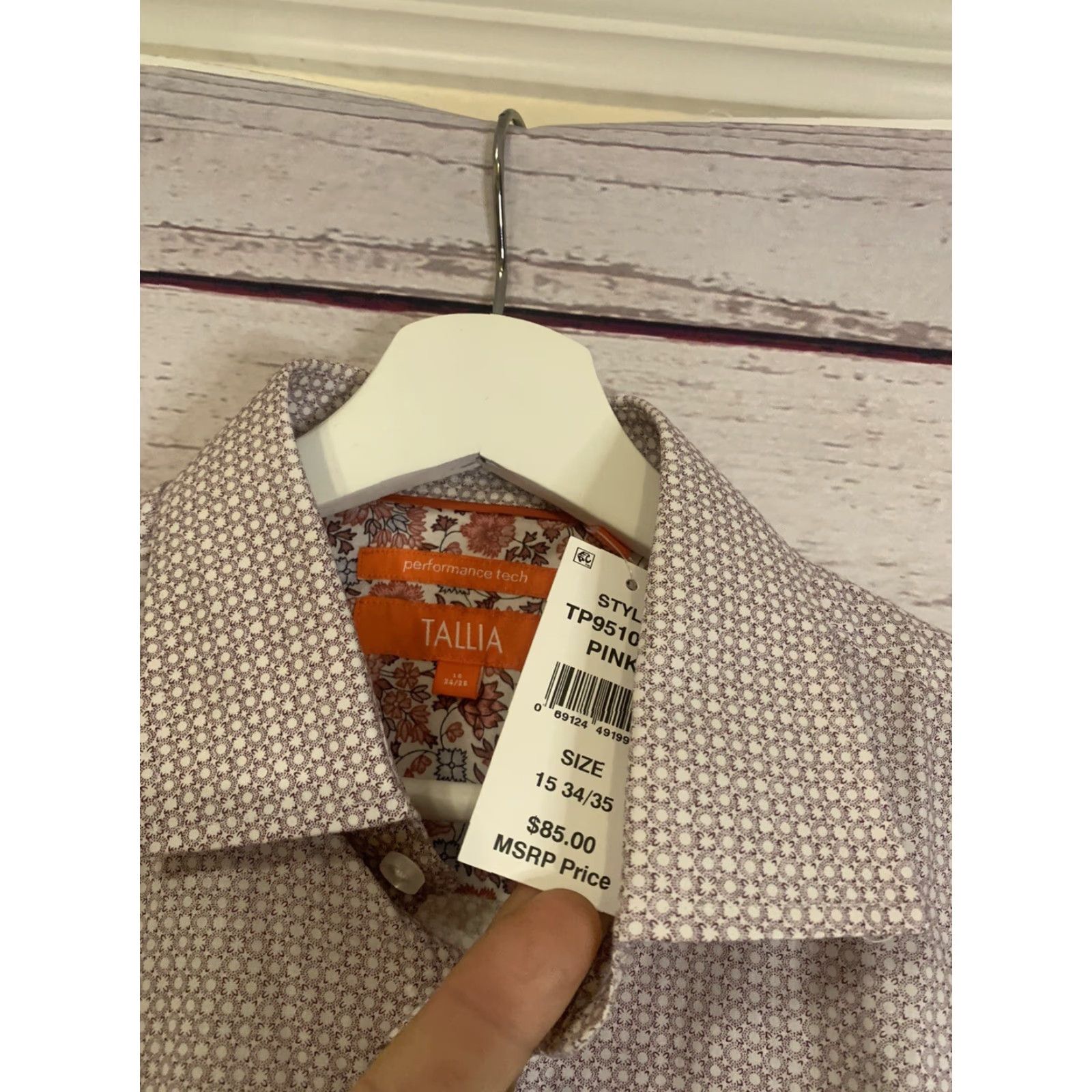 Tallia Tallia Sport Dress Shirt Mens 15 Pink Orange Long Sleeve Button-Down Collar 34/35 Regular Cuff Size 40R - 8 Thumbnail