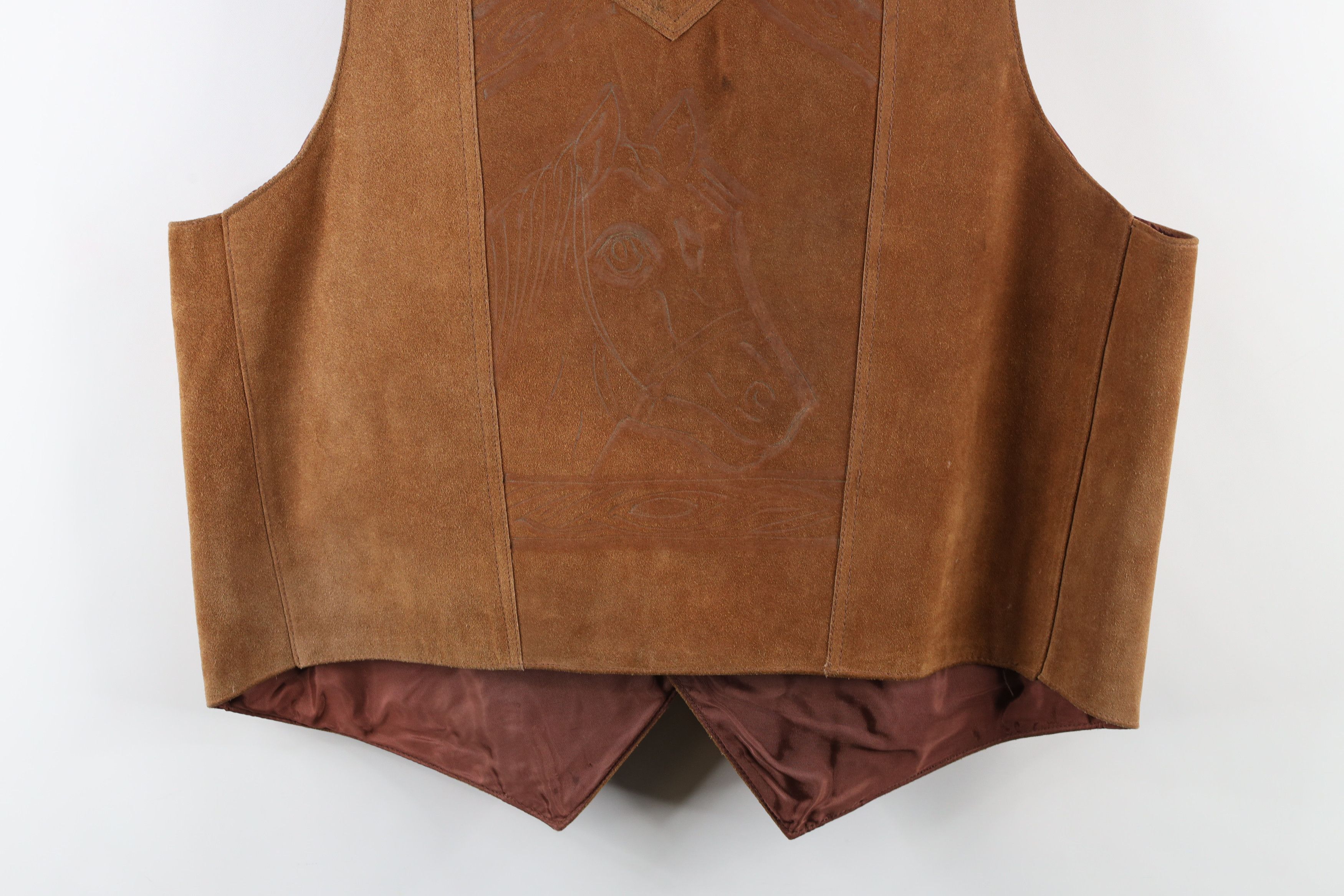 Vintage Vintage 70s Streetwear Horse Suede Leather Vest Jacket USA Size US XL / EU 56 / 4 - 17 Thumbnail