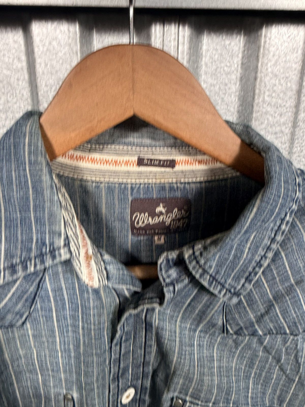 Wrangler Vintage Wrangler Pinstripe Denim Button Up Wester Cowboy Shi Size US M / EU 48-50 / 2 - 9 Thumbnail