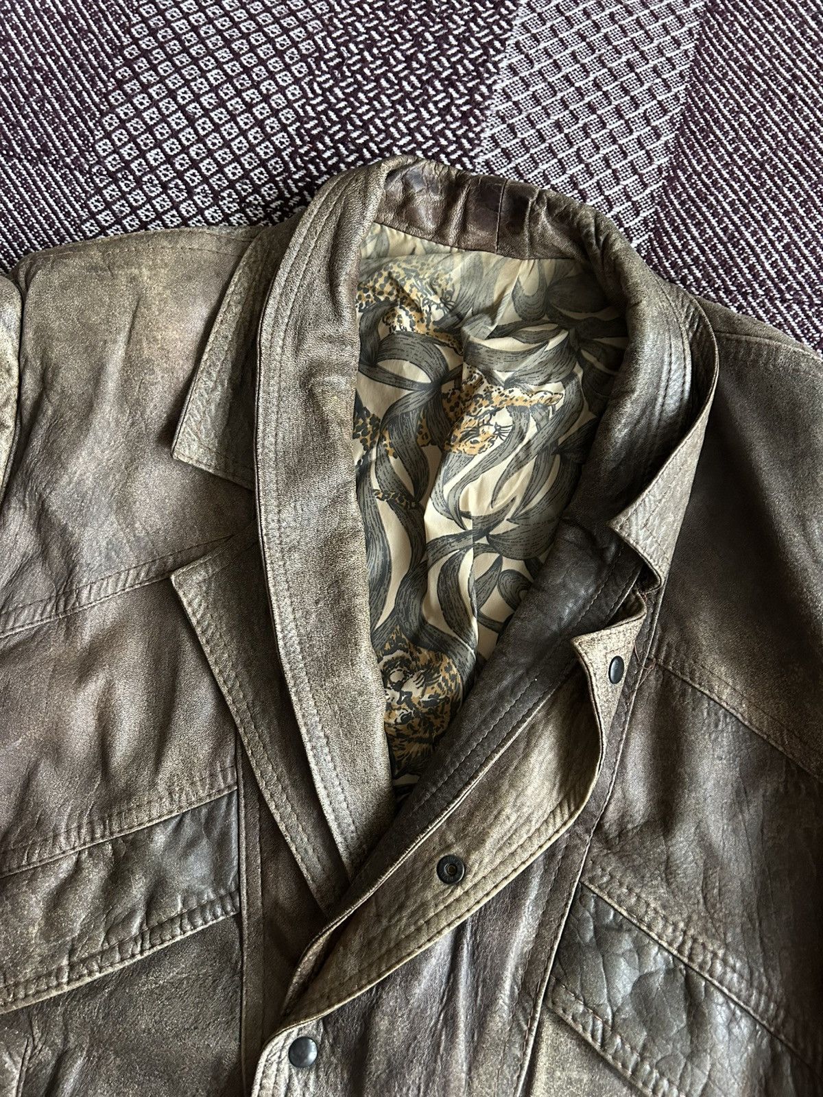 Genuine Leather Vintage Leather Distressed Bomber Jacket Faded VeraPelle Y2K Size US L / EU 52-54 / 3 - 5 Thumbnail