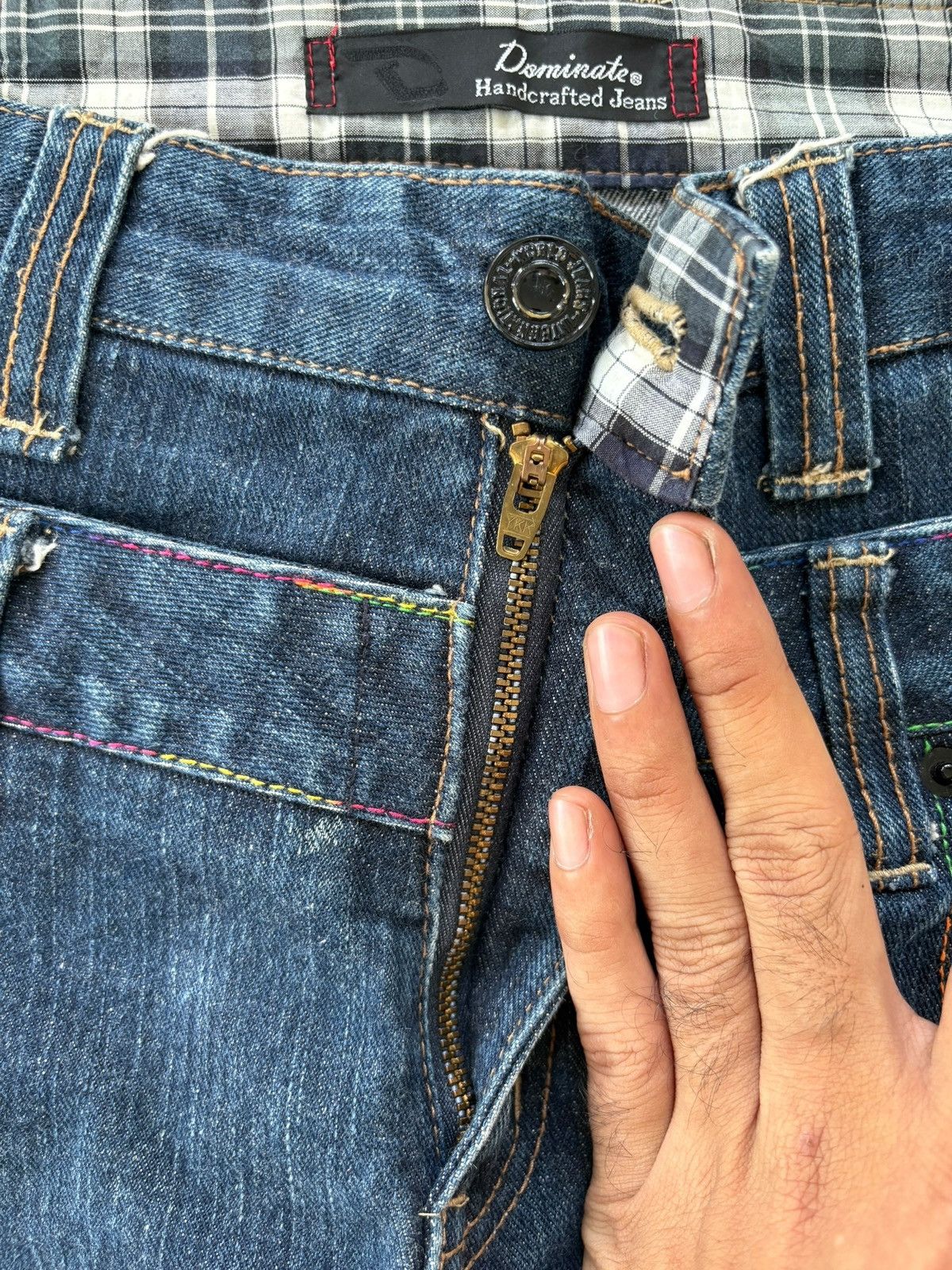 Japanese Brand VTG Y2K Dominate Double Waist Raw Denim Loose Jeans Size US 31 - 3 Thumbnail
