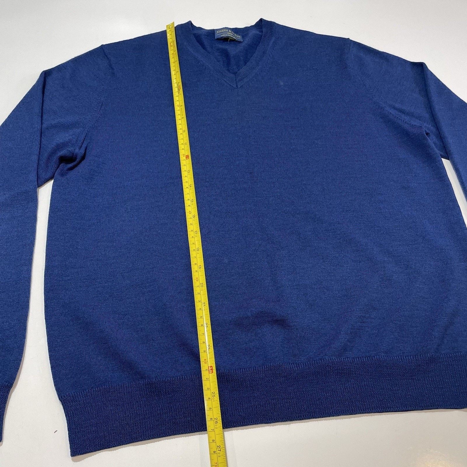 Joseph & Lyman Joseph & Lyman Men’s Merino Wool Vneck Pullover Sweater Blue Size US L / EU 52-54 / 3 - 4 Thumbnail