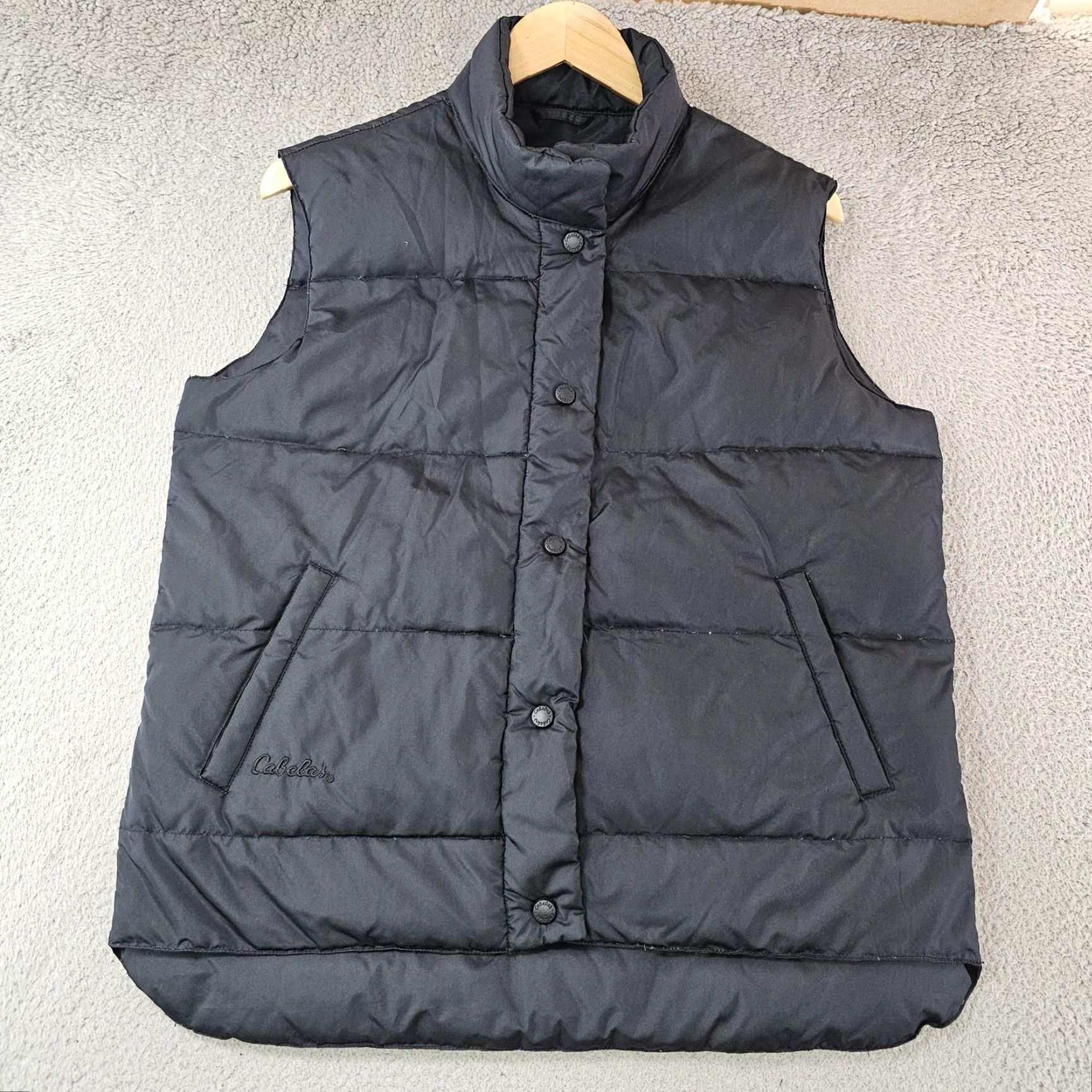 Vintage Cabela's Vest Mens M Black Puffer Snap Quilted Down Outdoor Warm Jacket? Size US M / EU 48-50 / 2 - 5 Thumbnail
