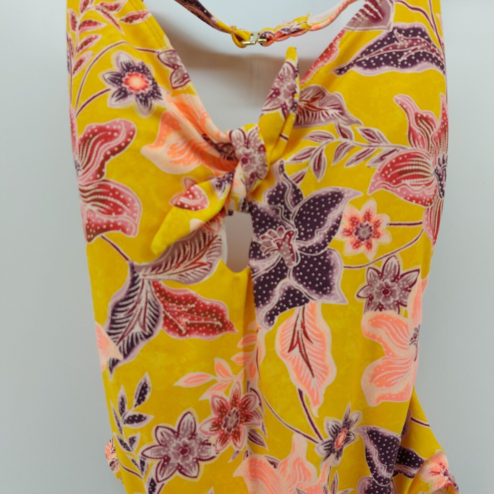 Other No Boundaries Women Bathing Suit Yellow Pink Purple Flowers Size L / US 10 / IT 46 - 4 Thumbnail