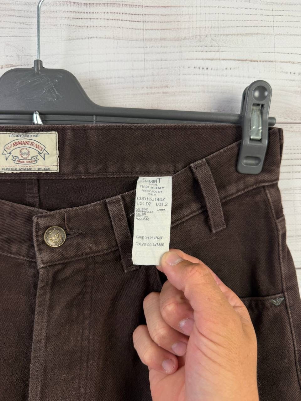 Armani ARMANI Pants Trousers Vintage Jeans Brown 90s Size US 31 - 9 Thumbnail