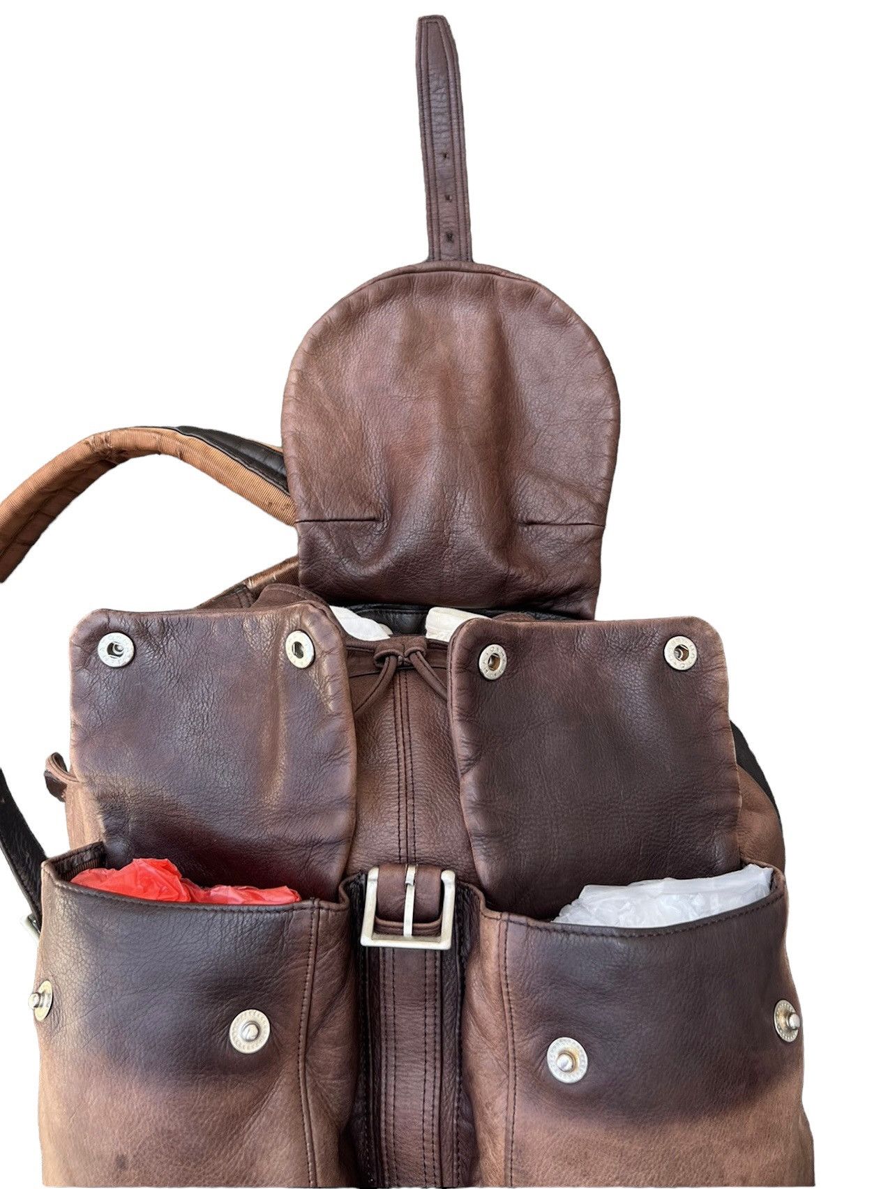Leather Vintage Porter Tokyo Distressed Patina Leather Backpack Bag Size ONE SIZE - 17 Thumbnail
