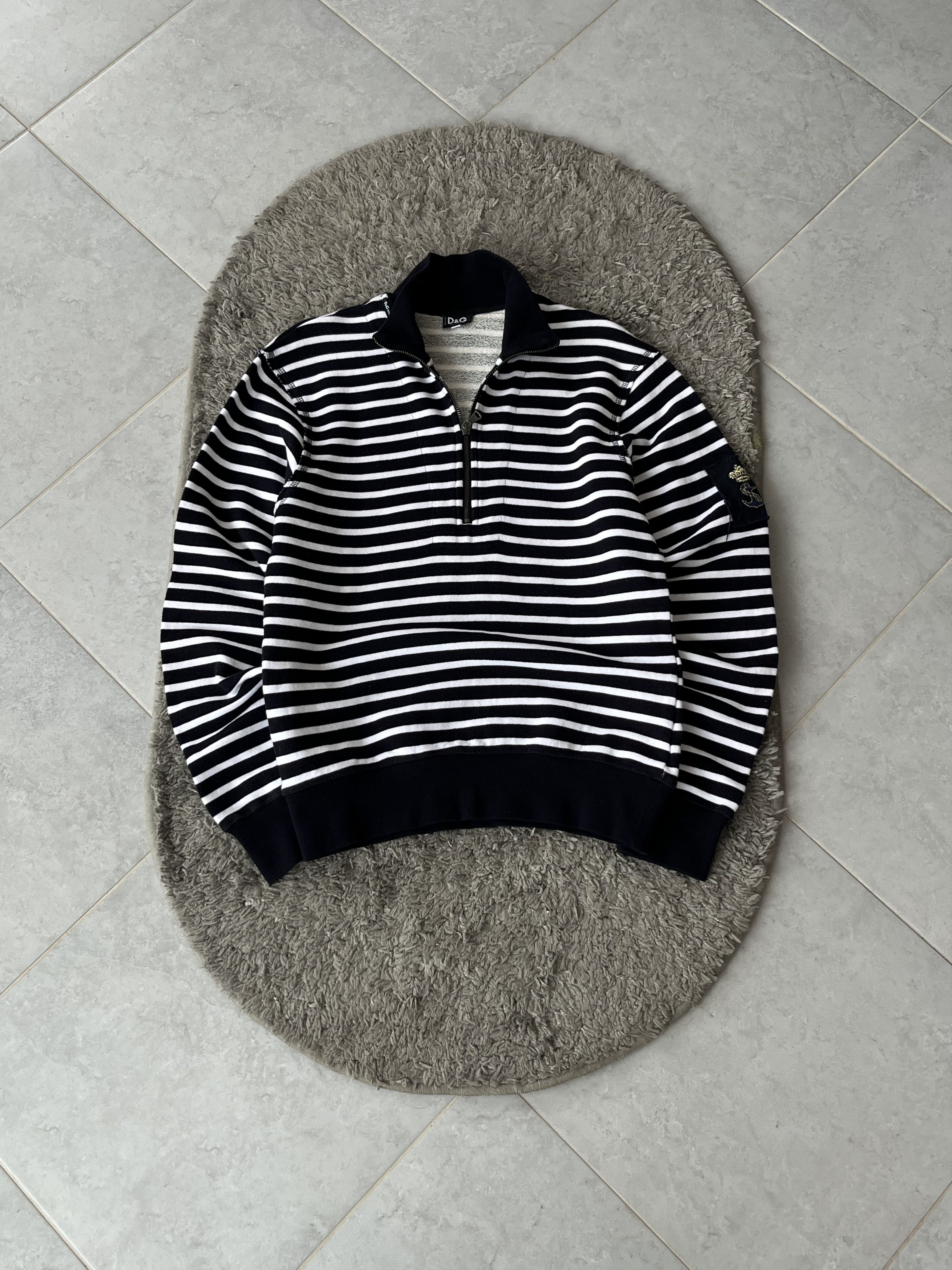 Dolce & Gabbana DOLCE&GABBANA Vintage 1/2 Zip Up Sweater Striped Shirt Size US M / EU 48-50 / 2 - 1 Thumbnail