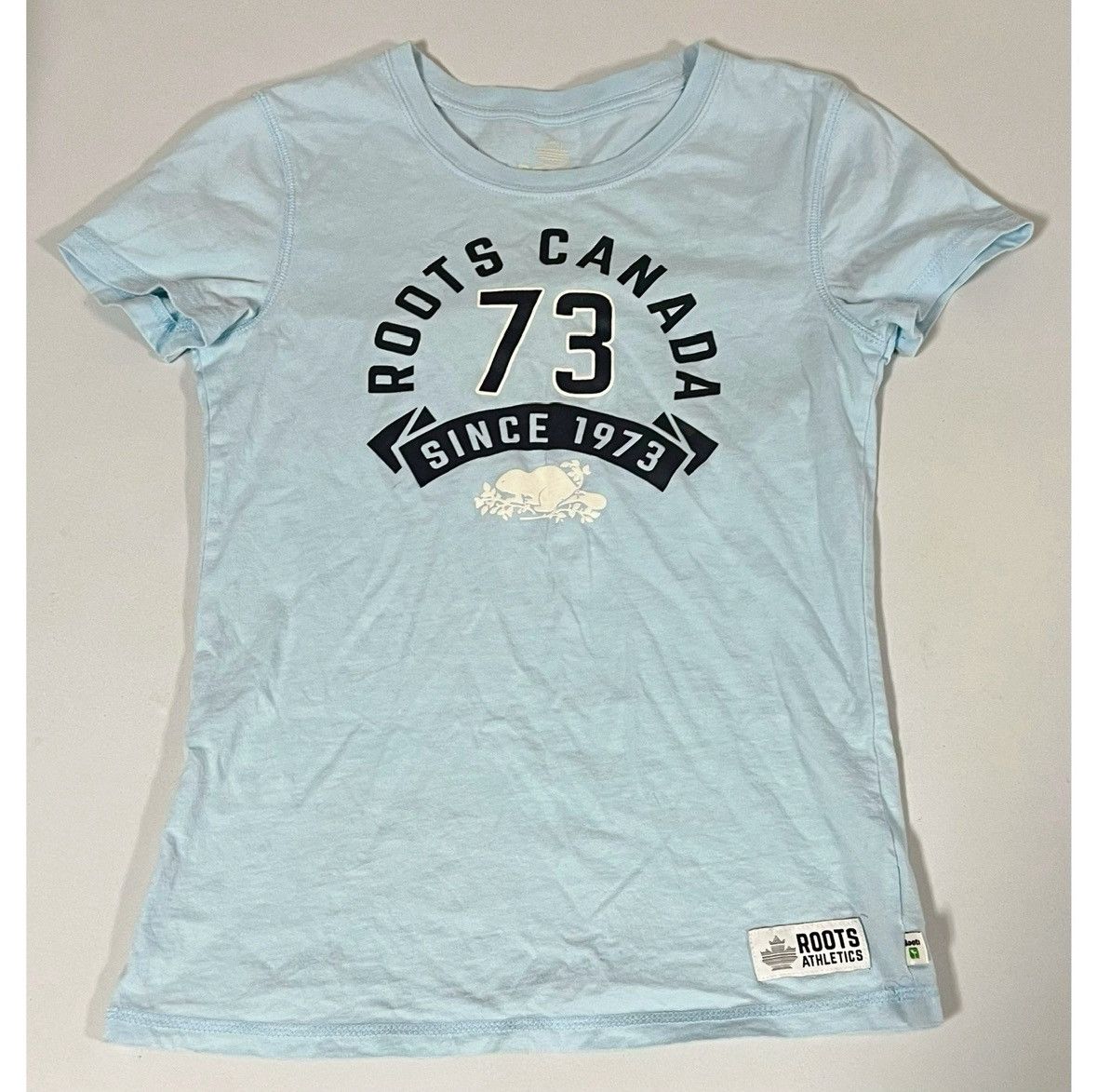 Roots Roots Athletics Blue Pastel ‘Canada’ Logo T-Shirt Tee XS 🩵✨ Size XS / US 0-2 / IT 36-38 - 2 Thumbnail