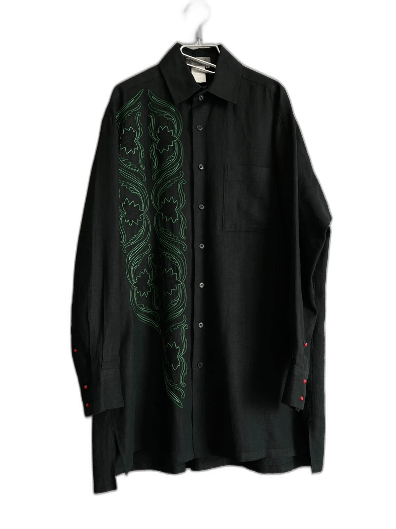 Yohji Yamamoto yohji yamamoto embroidered black linen shirt Size US M / EU 48-50 / 2 - 1 Thumbnail