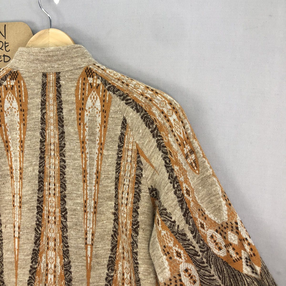 Le Grande Bleu (L.G.B.) Vintage Japanese Brand Flame Native Motif Wool Yukata Kimono Size S / US 4 / IT 40 - 9 Thumbnail