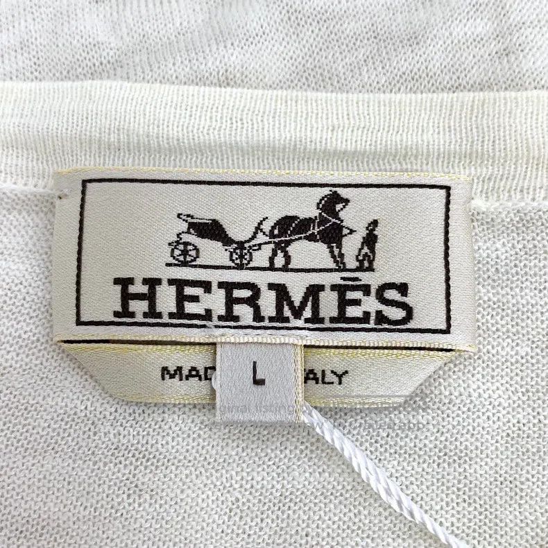 Hermes Hermes Beige Striped Linen Round Neck Short Sleeve T-Shirt Size L / US 10 / IT 46 - 5 Thumbnail