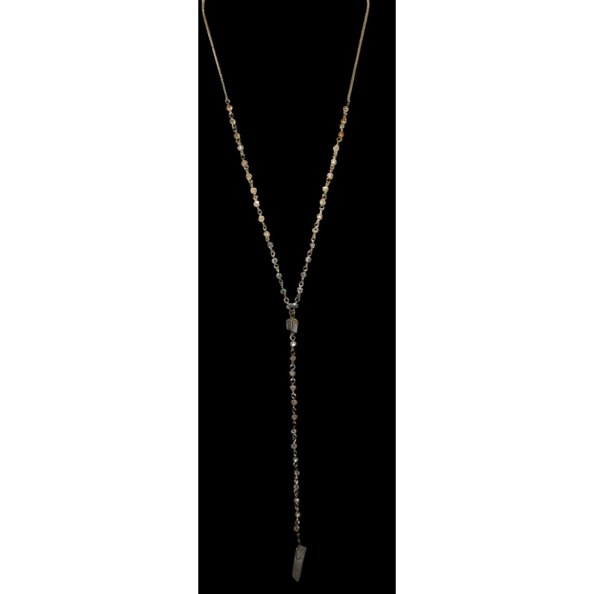 Other Elegant Y Necklace With Crystal Pendant & Beaded Chain Size ONE SIZE - 4 Thumbnail