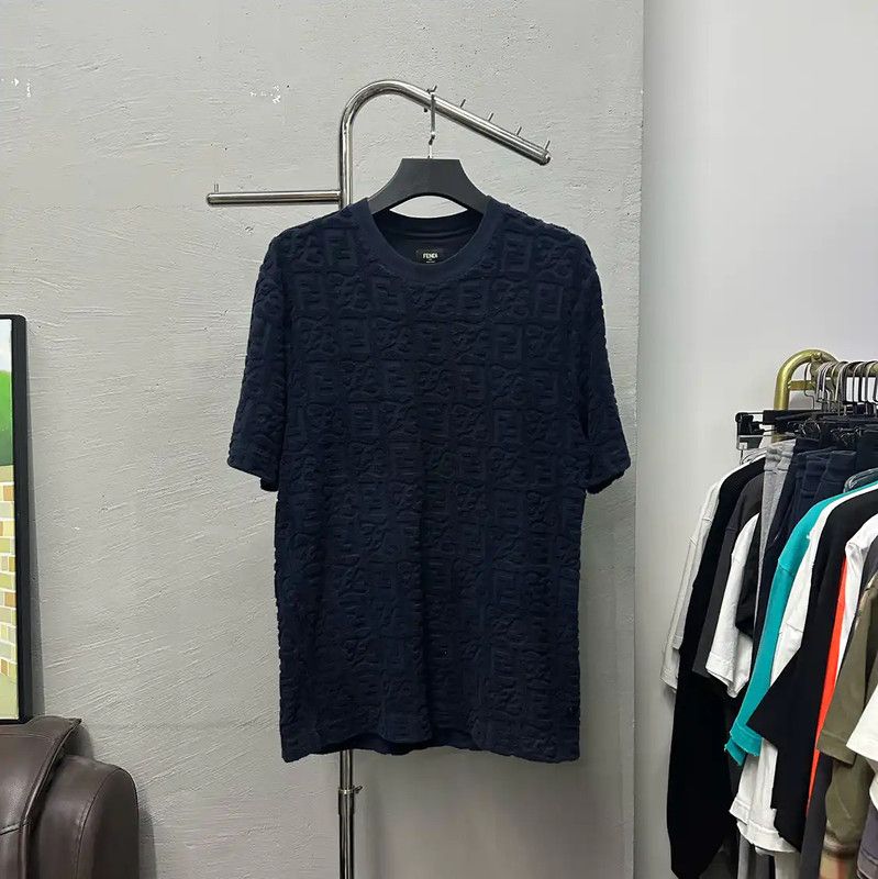 Fendi Fendi Men's Blue Cotton Short Sleeve T-Shirt 0089 Size US M / EU 48-50 / 2 - 1 Thumbnail