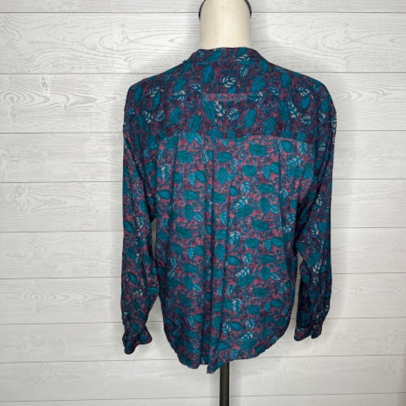 Basic Editions Vintage 80's Basic Editions teal/burgundy blouse Size large Size L / US 10 / IT 46 - 3 Thumbnail