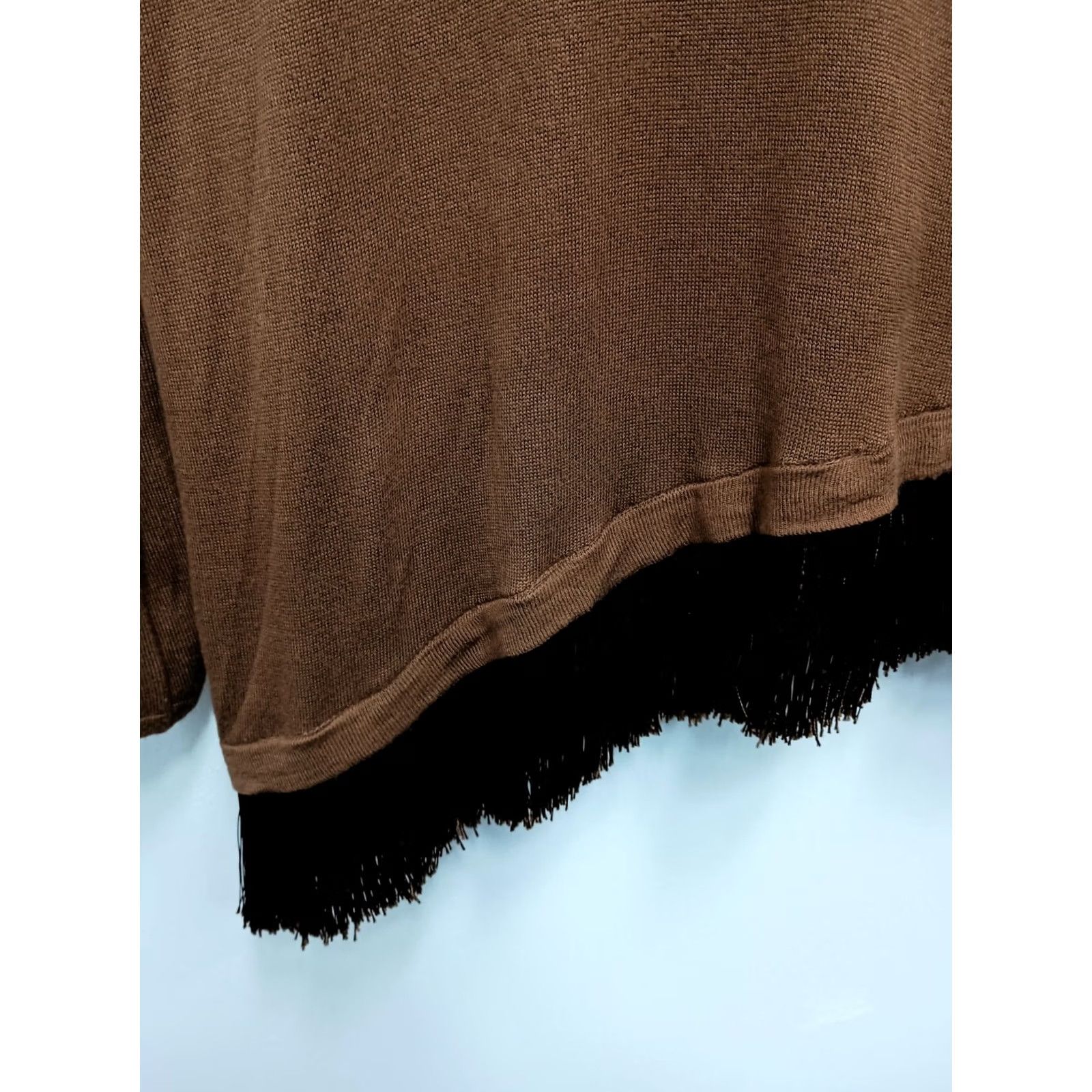 Vintage Chicos Womens Sweater Raglan Sleeve Large Brown Fringe Hem V-Neck Casual Pullover Knit Size L / US 10 / IT 46 - 3 Thumbnail
