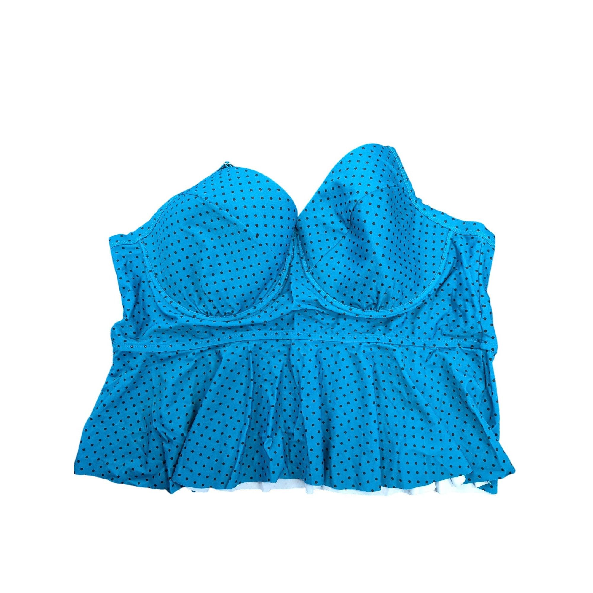 Other Womens Blue Polka Dot Peplum Tankini Top With Molded Cups & Size 3XL / US 20-22 - 2 Thumbnail