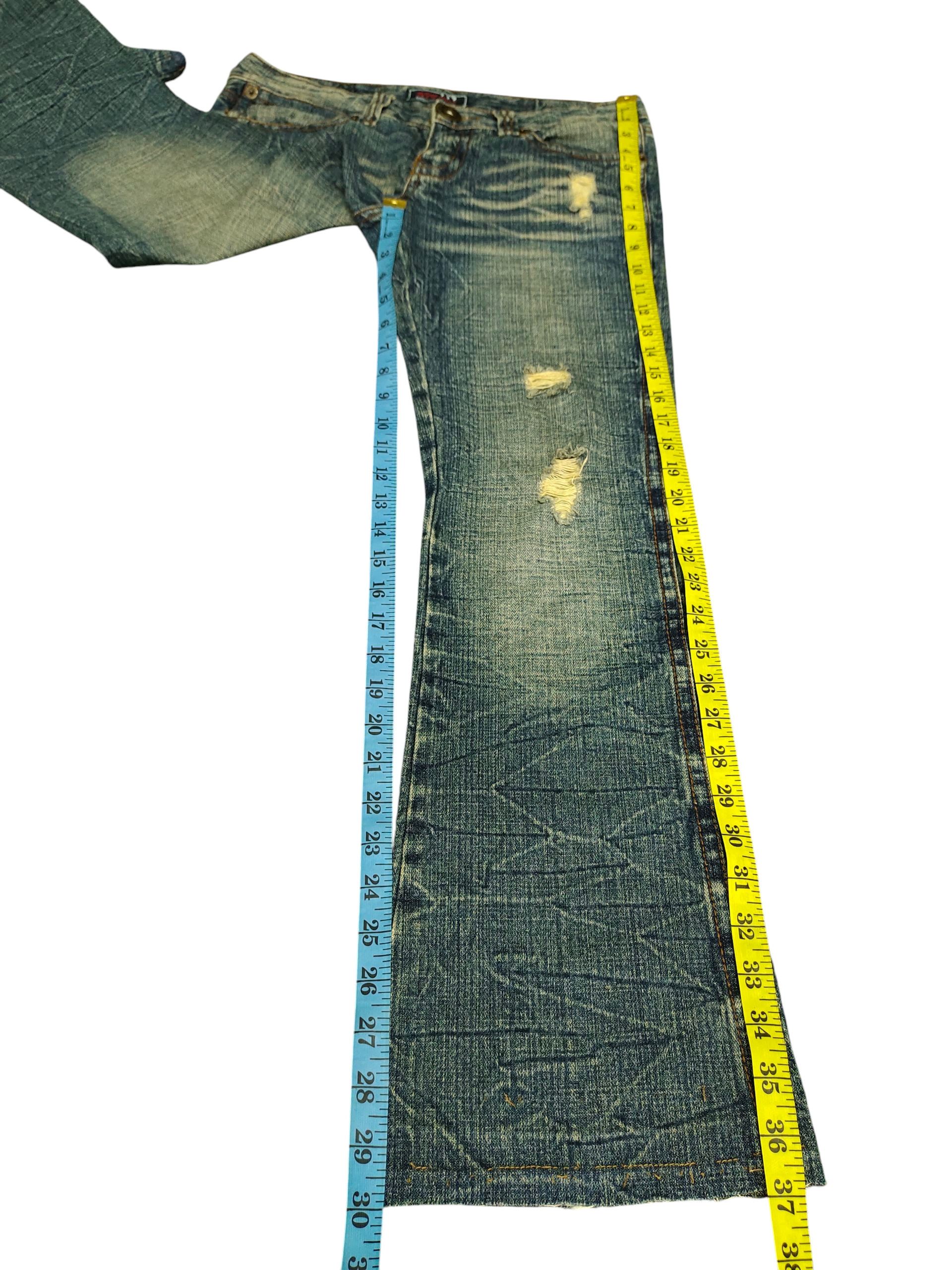 Tornado Mart Flare Jeans Africa Taro Distress Denim Bootcut Low Rise Y2k Size US 29 - 13 Thumbnail