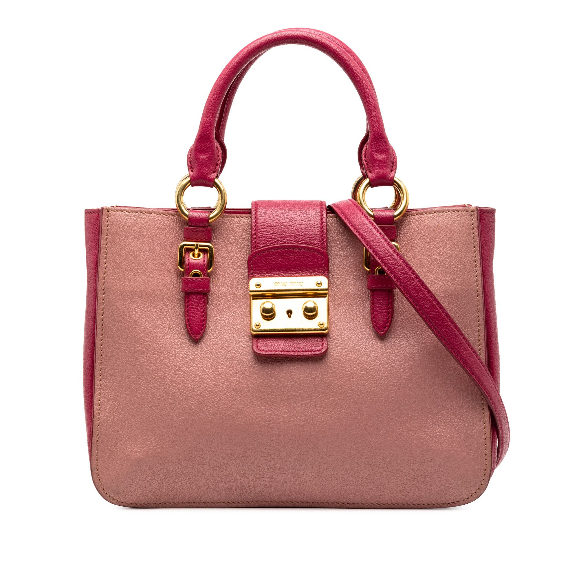 Miu Miu Bicolor Goatskin Madras Satchel