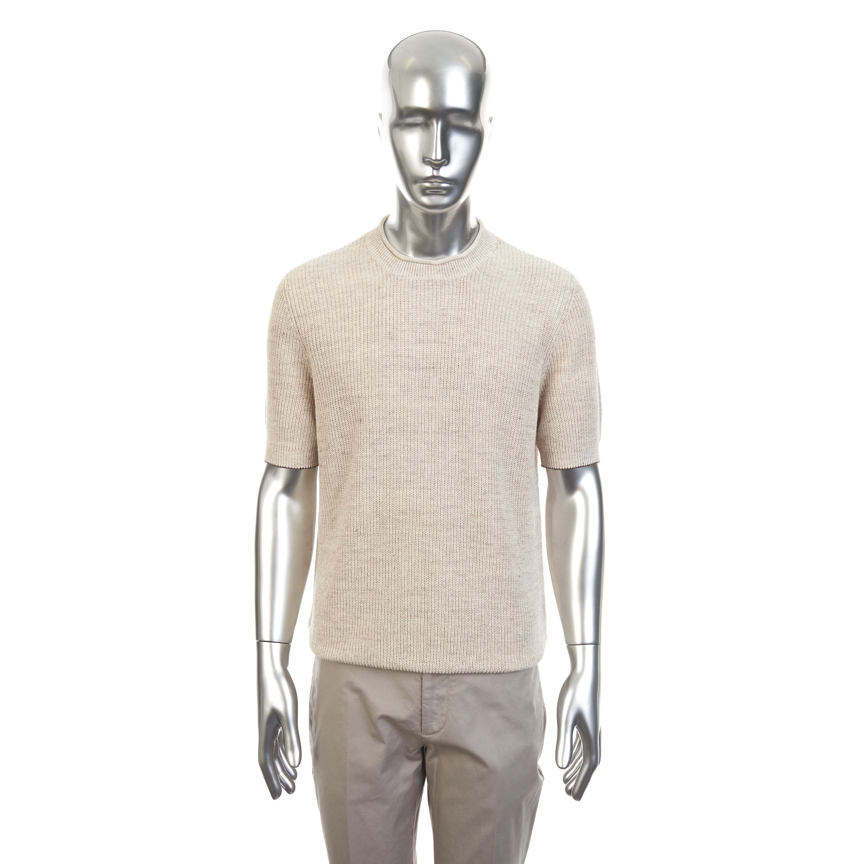 Brunello Cucinelli Linen And Cotton Half English Rib Knit T-Shirt Size 54 Size US L / EU 52-54 / 3 - 1 Thumbnail