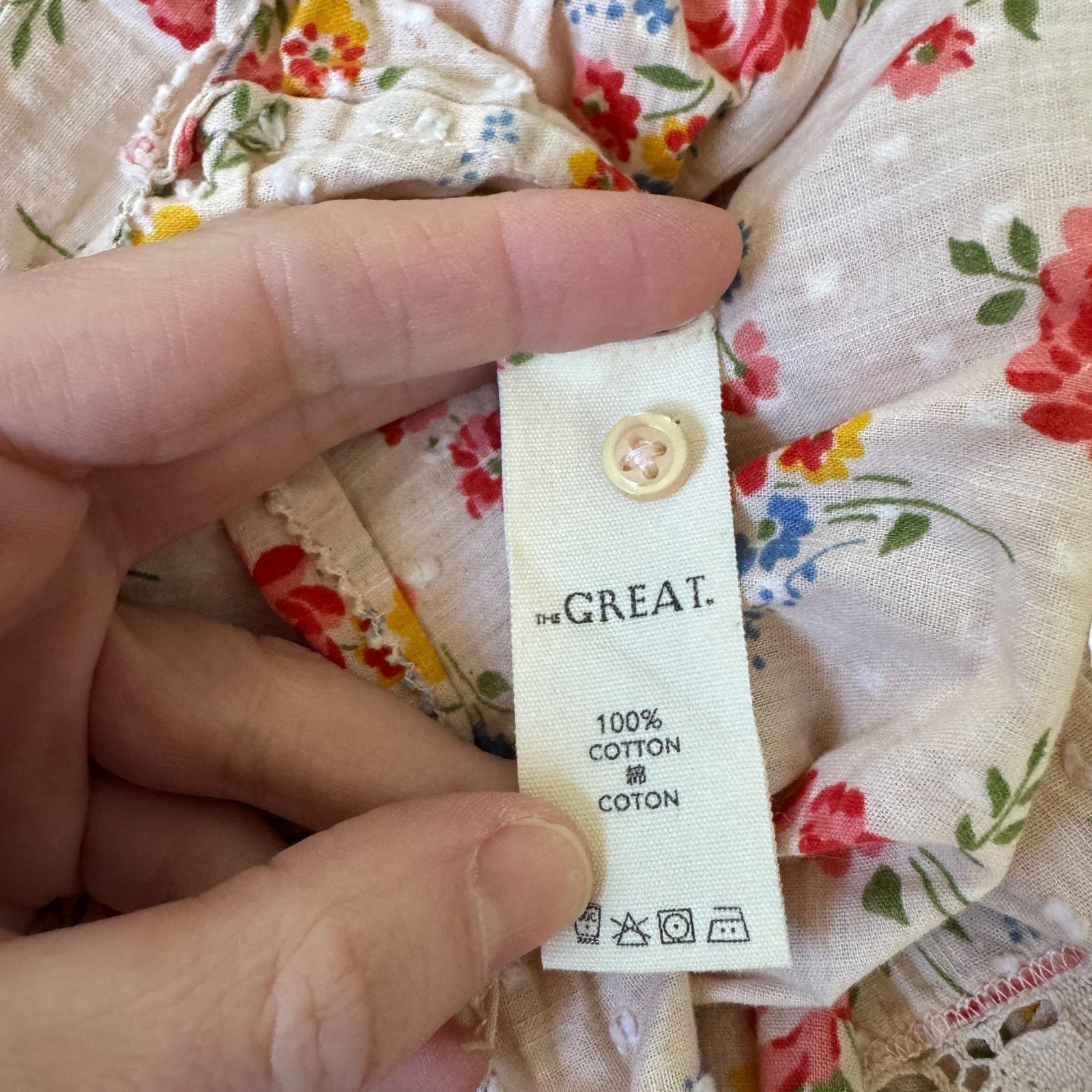 The Great. Serenade Dress Pale Pink Kerchief Rose Print