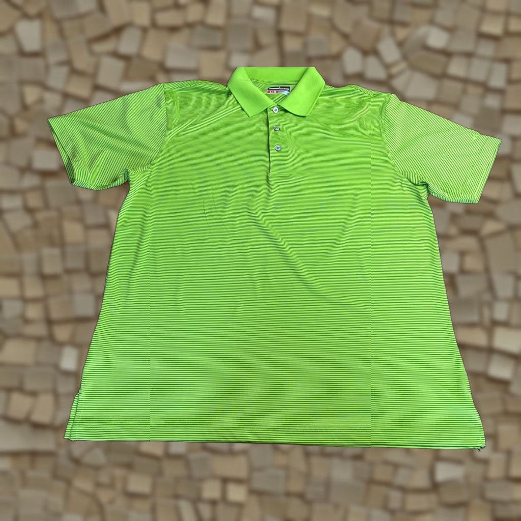 Vintage Grand Slam Polo Shirt Men Large Green Black Striped Golf Short Sleeve Shirt Size US L / EU 52-54 / 3 - 1 Thumbnail