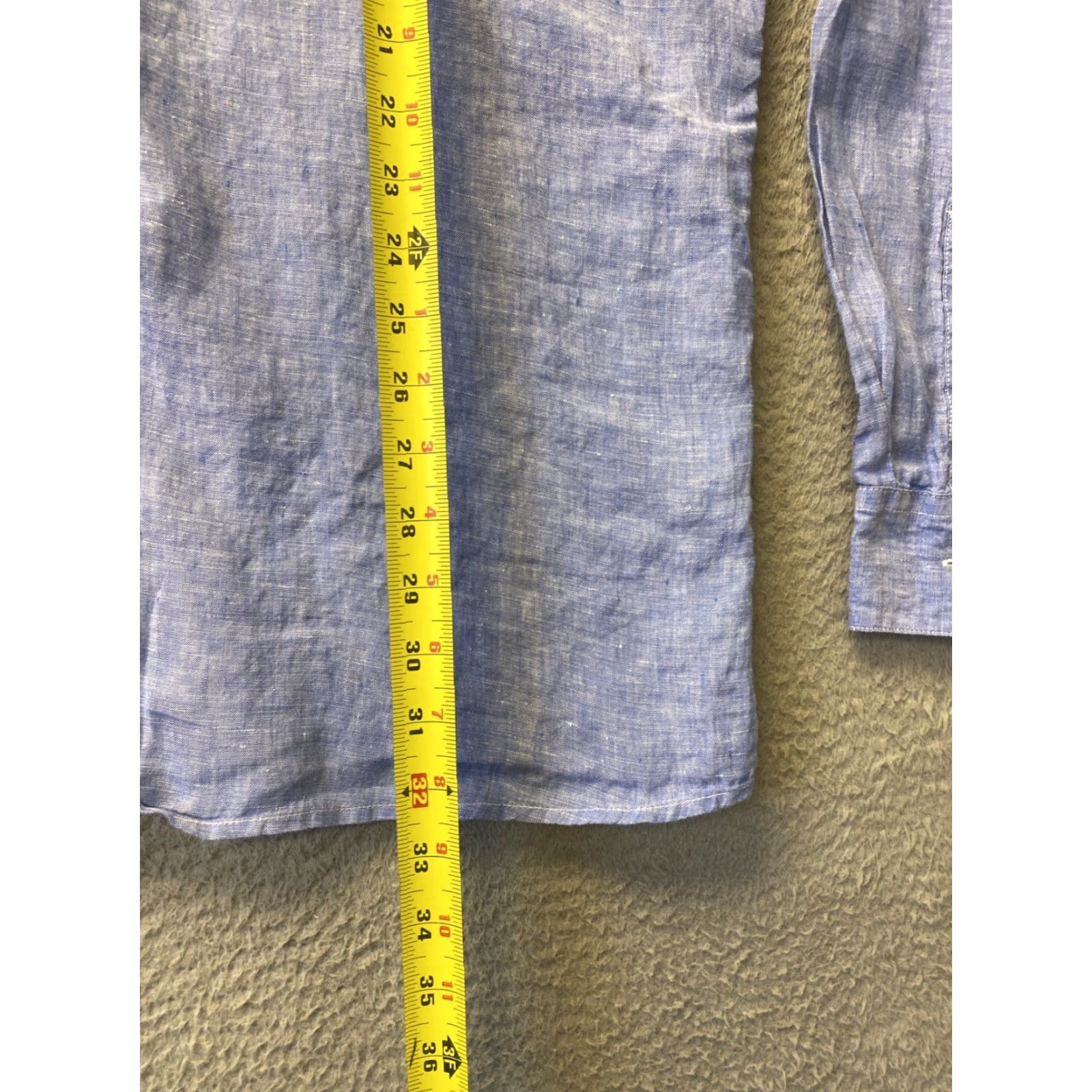 Pronto Uomo Pronto Uomo Shirt XL Blue Linen Button Front Long Sleeve Casual Mens Size US XL / EU 56 / 4 - 6 Thumbnail