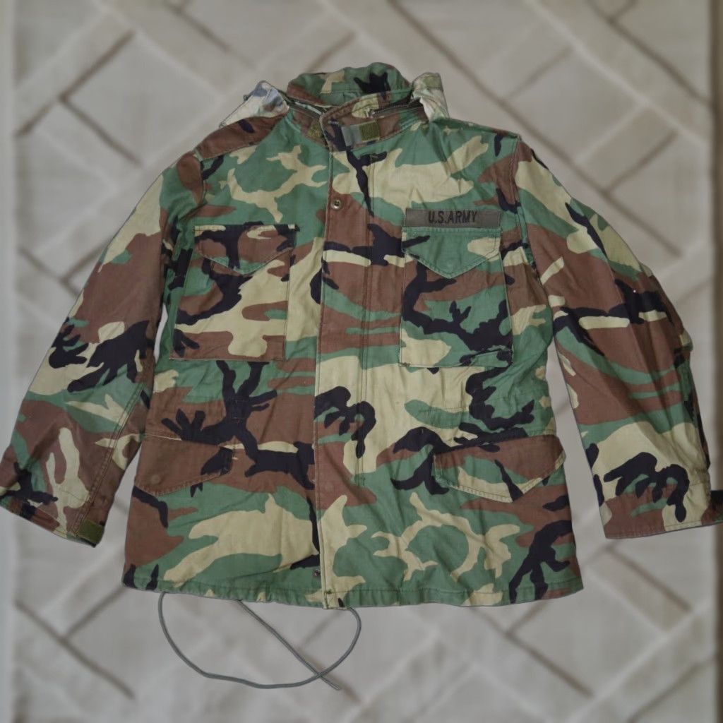 VINTAGE US ARMY SURPLUS M65 FIELD JACKET Hooded Camouflage