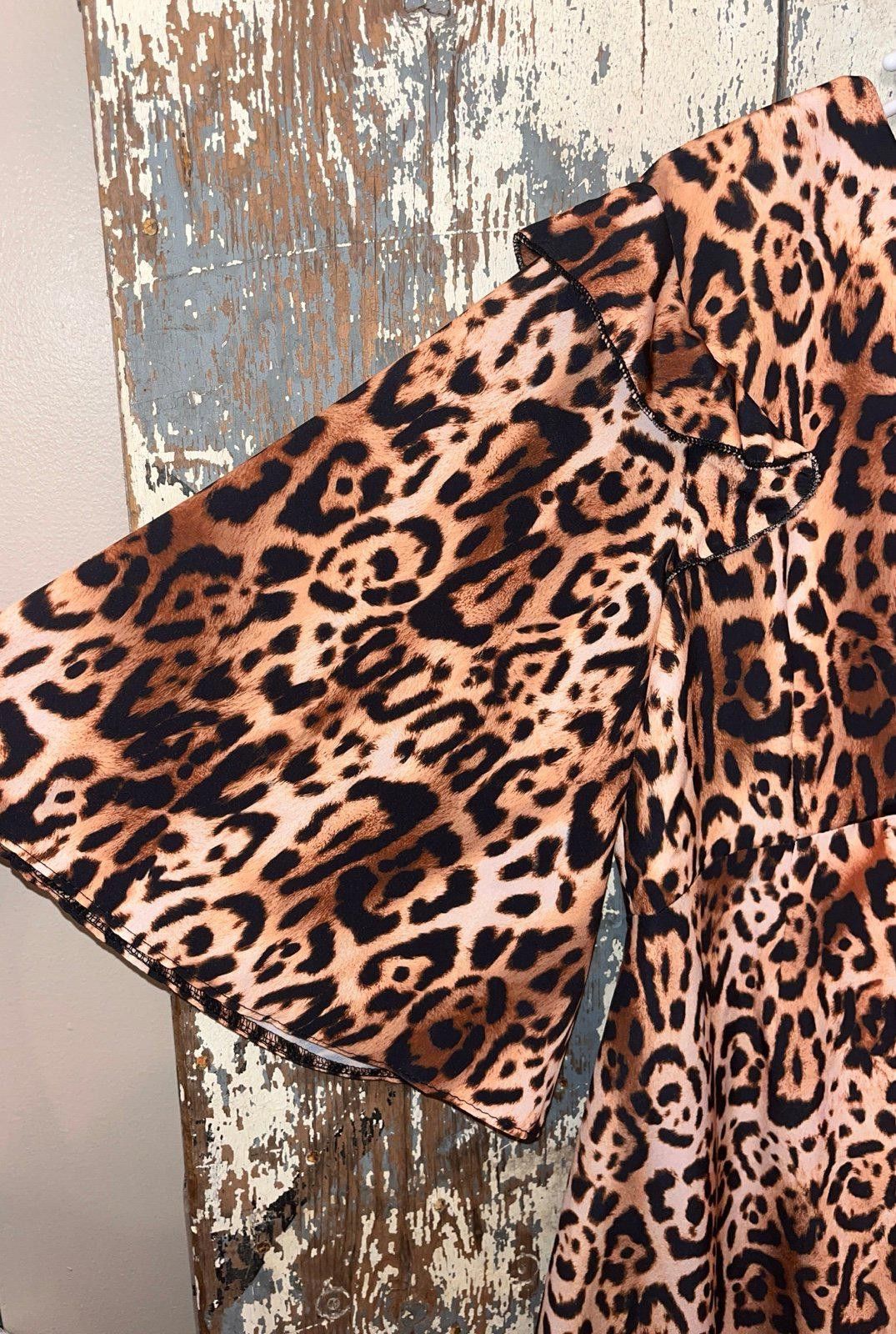 Designer NWT Queen Bee Maternity tie neck midi dress leopard print 12 Size L / US 10 / IT 46 - 5 Thumbnail