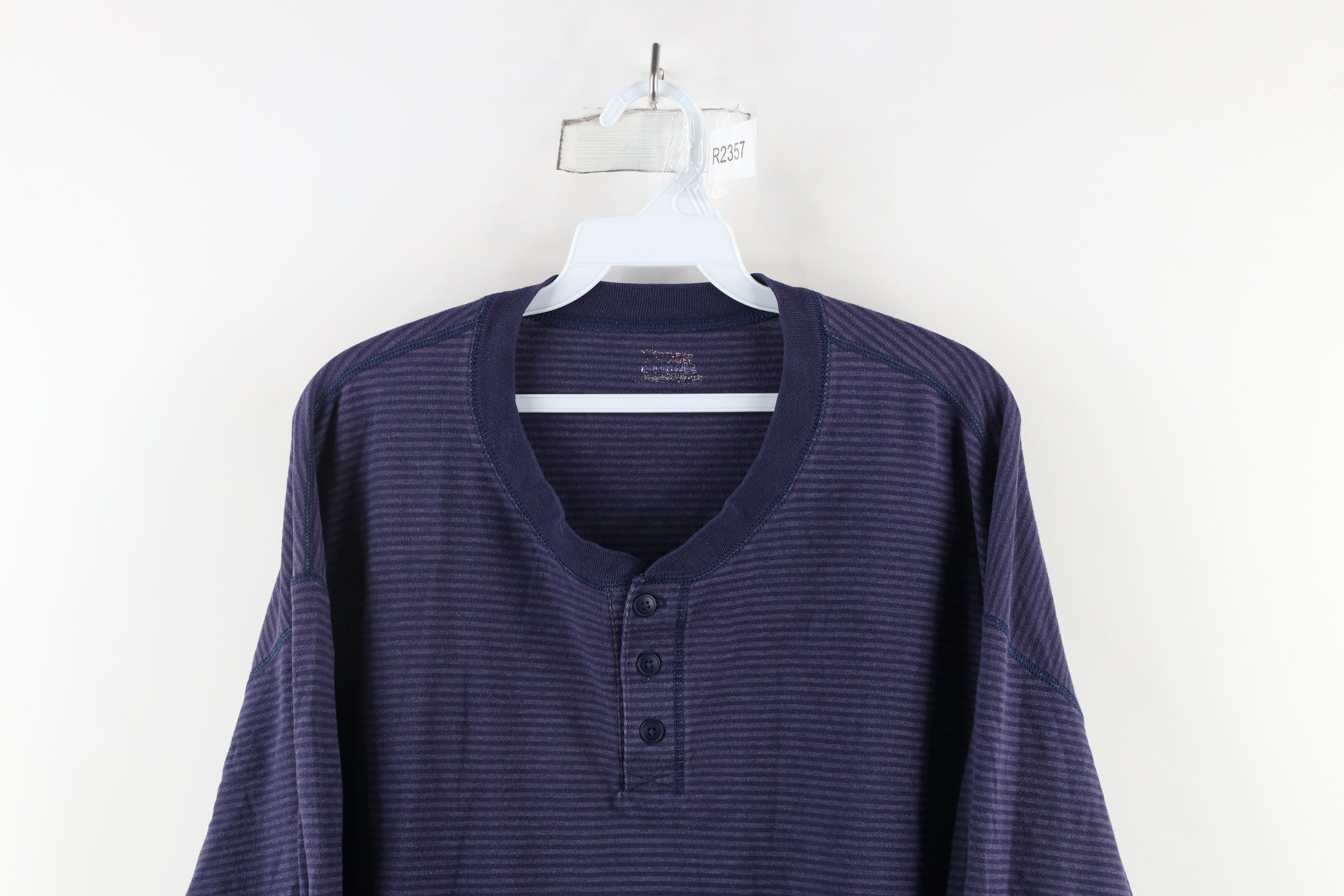 Vintage Vintage 90s Streetwear Long Sleeve Henley T-Shirt Blue Size US XL / EU 56 / 4 - 2 Thumbnail