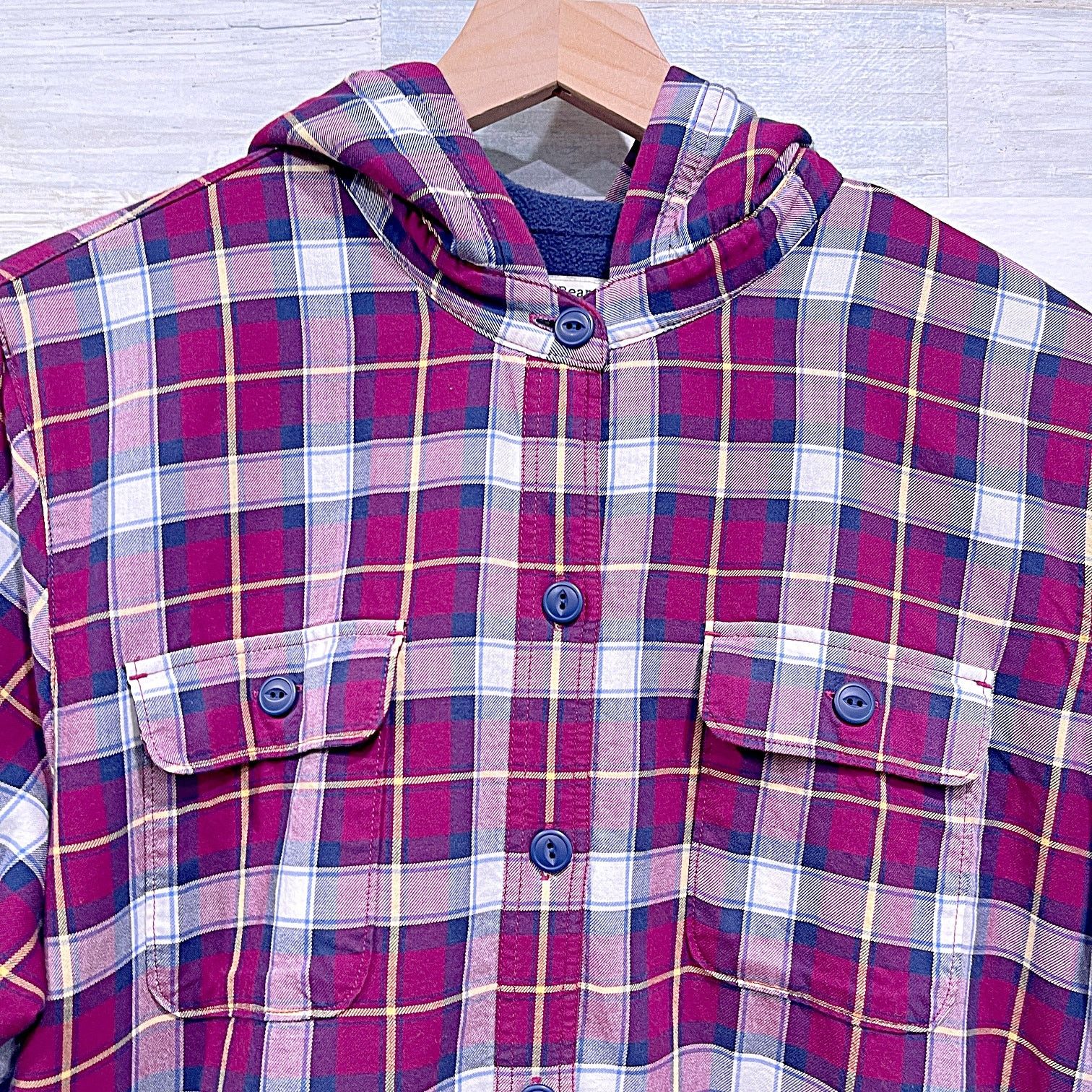 L.L. Bean LL Bean Hooded Fleece Lined Plaid Shacket Womens Large Size L / US 10 / IT 46 - 2 Thumbnail