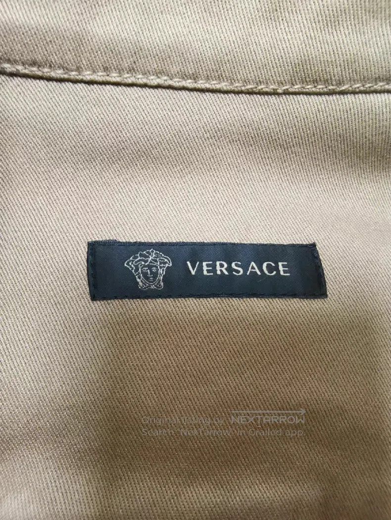 Versace Versace Khaki long-sleeved canvas shirt Size US XL / EU 56 / 4 - 2 Thumbnail