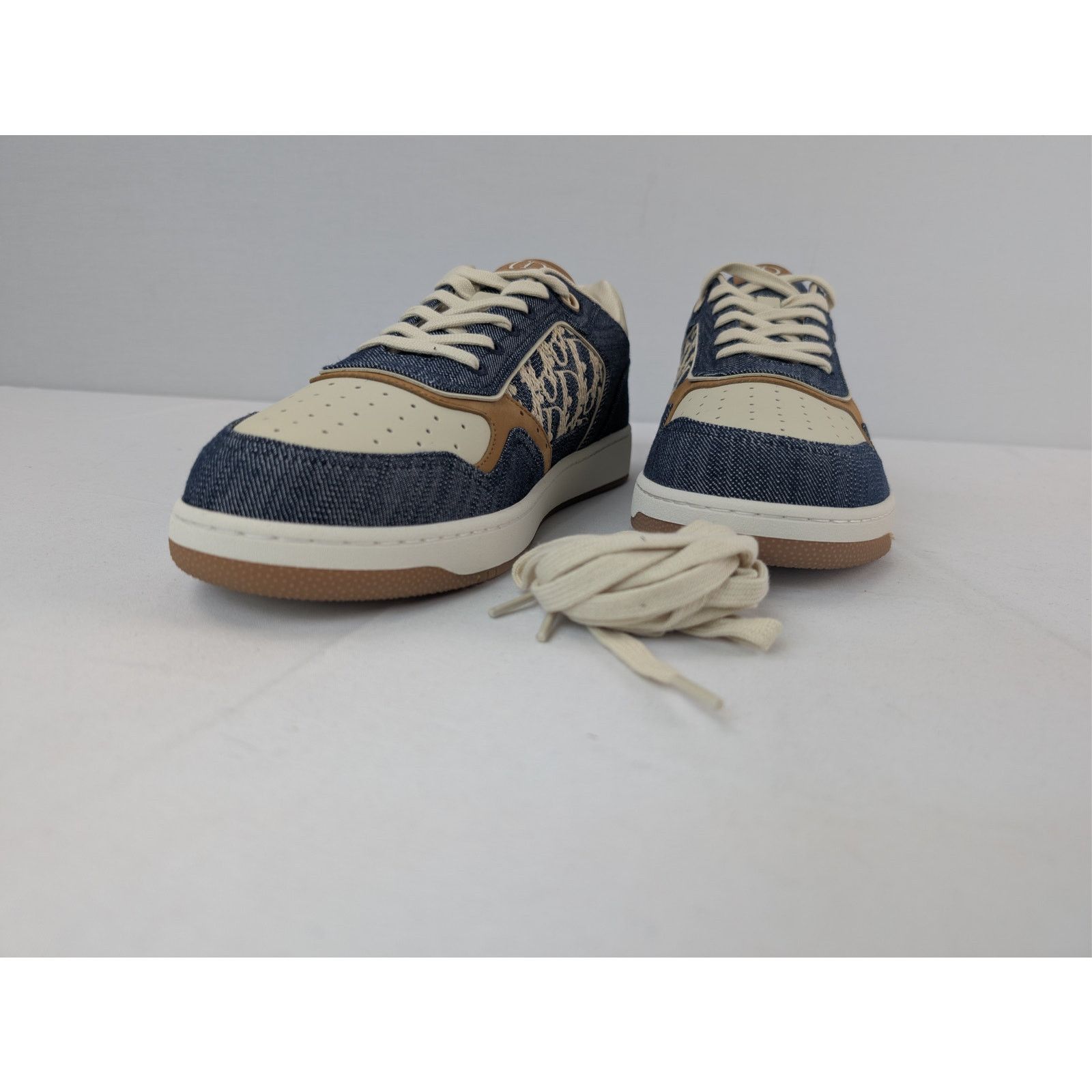 Dior o1rshd1 B27 Raffia Denim Uptown Low-Top Sneaker Blue/Brown Size US 13 / EU 46 - 8 Thumbnail