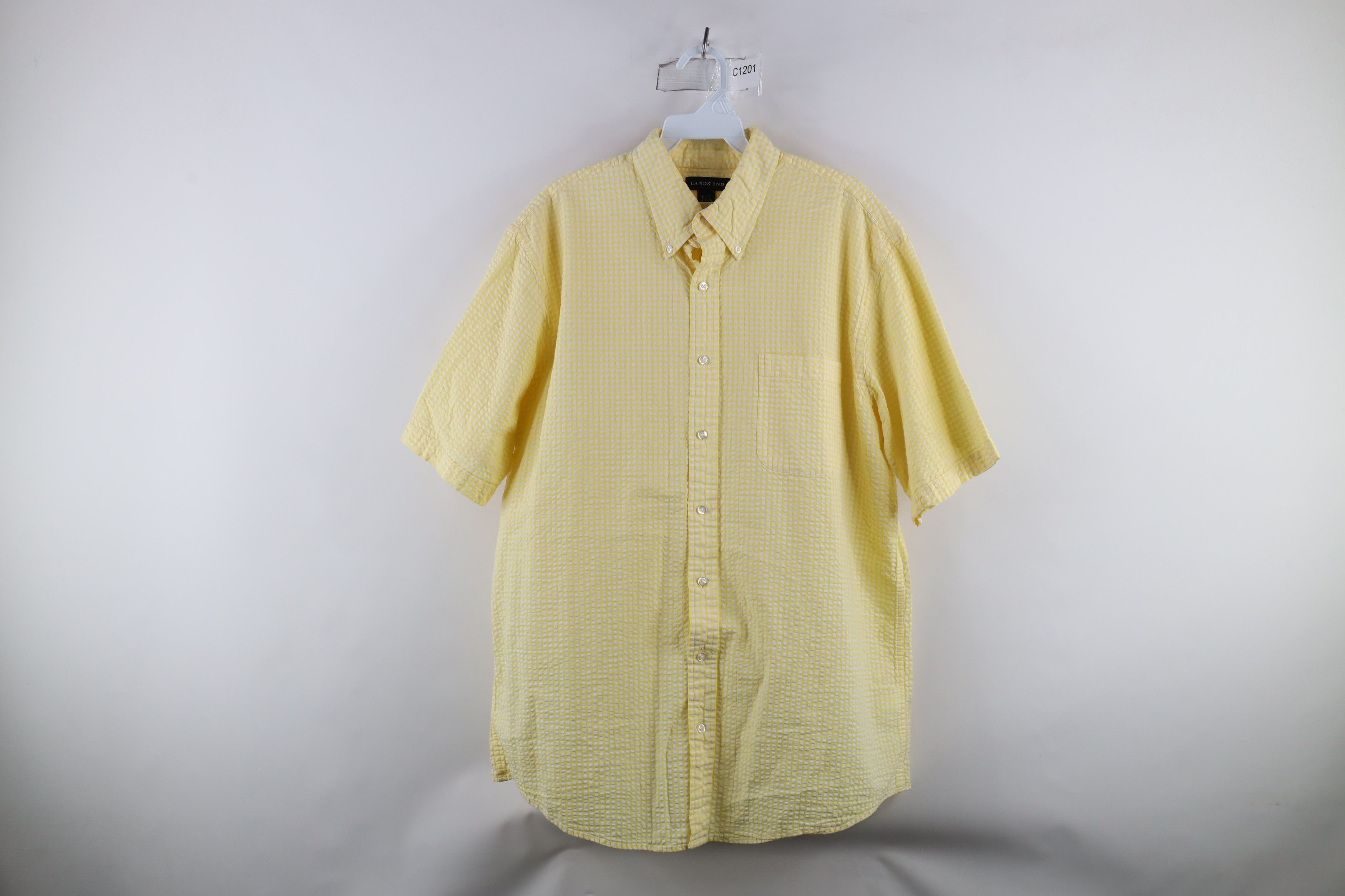 Lands' End × Vintage Vintage Lands End Seer Sucker Short Sleeve Button Down Shirt Size US L / EU 52-54 / 3 - 1 Thumbnail
