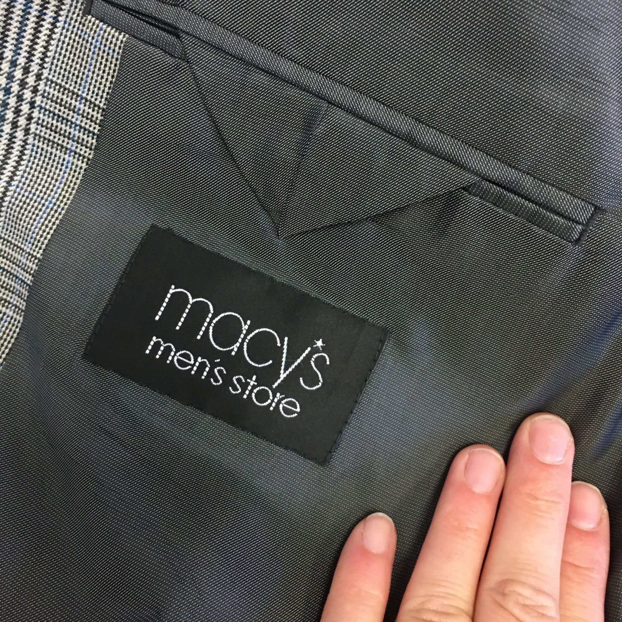 Michael Kors Vtg Michael Kors Gray Sport Coat Black Blue OVERCHECK Jacket Size 44L - 4 Thumbnail