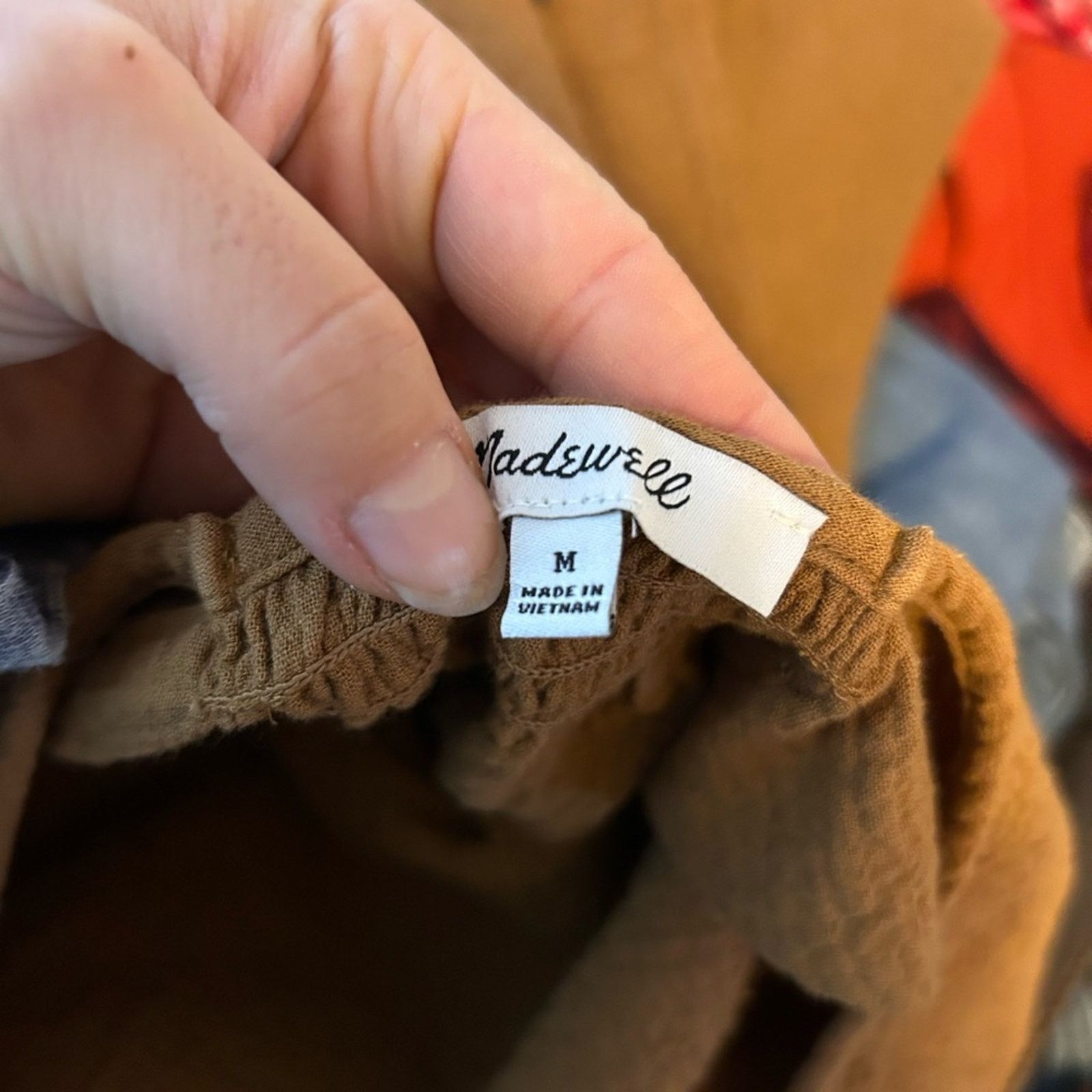Madewell Madewell Tan Textured Open Back Peplum Top Size M / US 6-8 / IT 42-44 - 4 Thumbnail