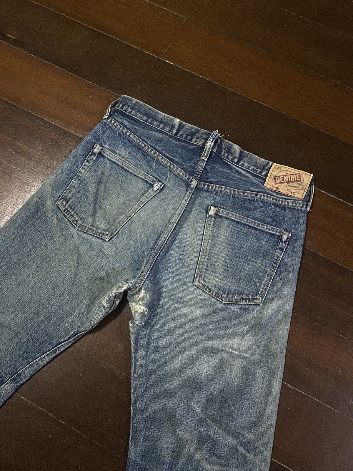 Denime Vintage 90s DENIME Orizzonti mud wash distressed rework Size US 35 - 17 Thumbnail
