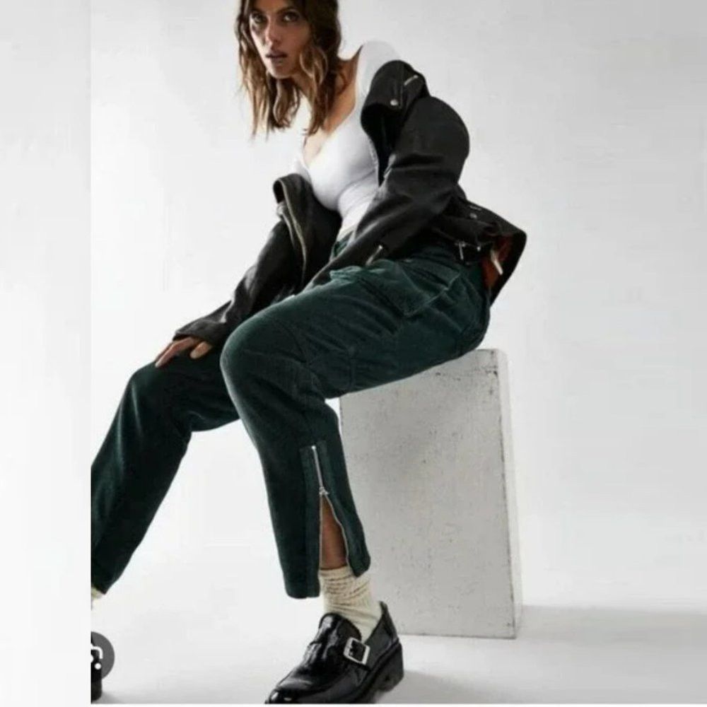 Free People NWT New Free People London Calling Low Rise Tapered Leg Gre Size 30" / US 8 / IT 44 - 2 Thumbnail