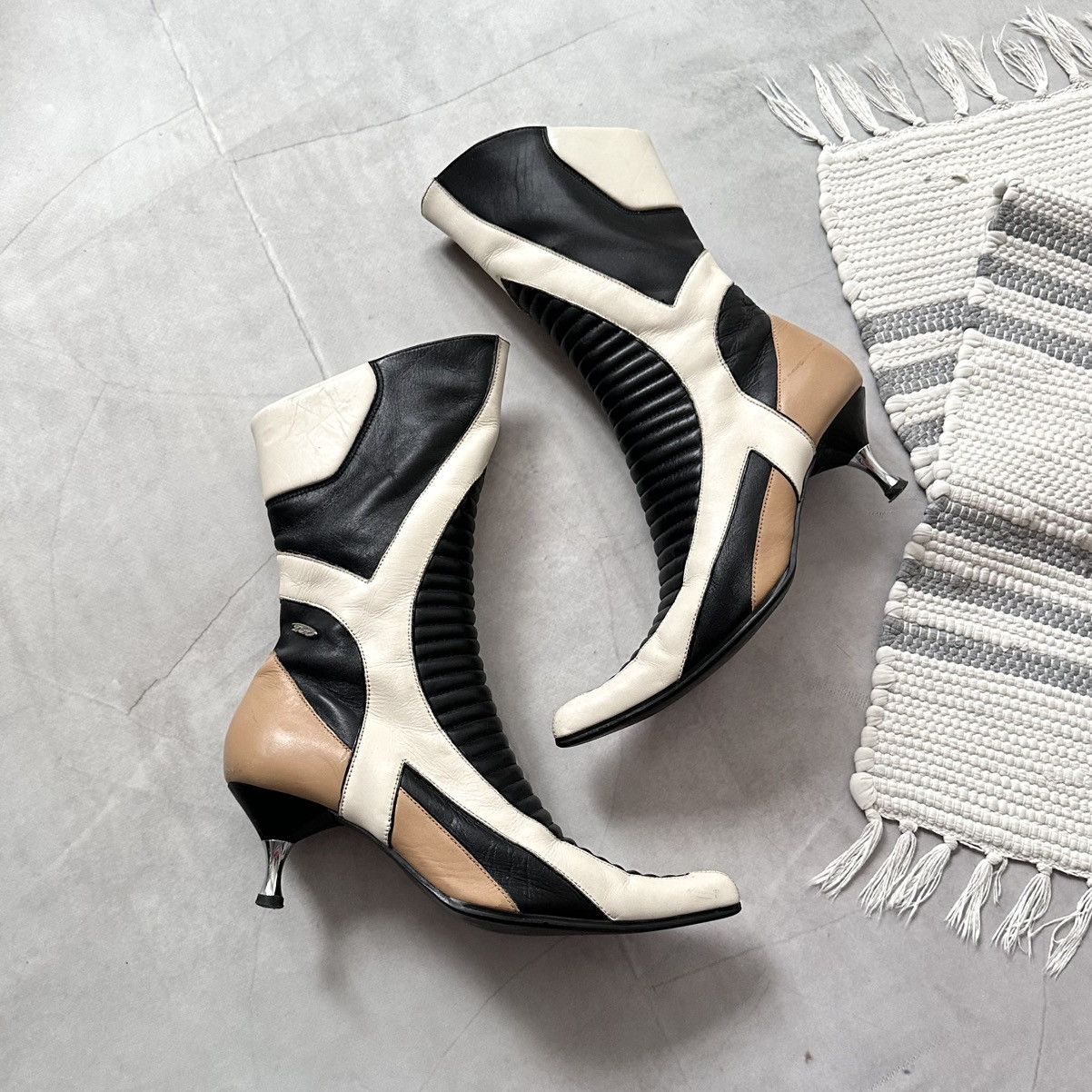 New Rock 25x Cyber Moto Leather Boots Kitten Heels Prada Miu Miu Vibe Size US 9 / IT 39 - 1 Thumbnail
