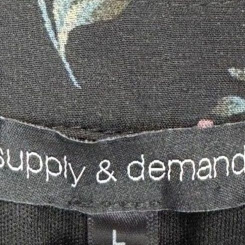 Supply & Demand Supply Demand Women Large Black Floral Henley Sleeveless Blouse Size L / US 10 / IT 46 - 3 Thumbnail