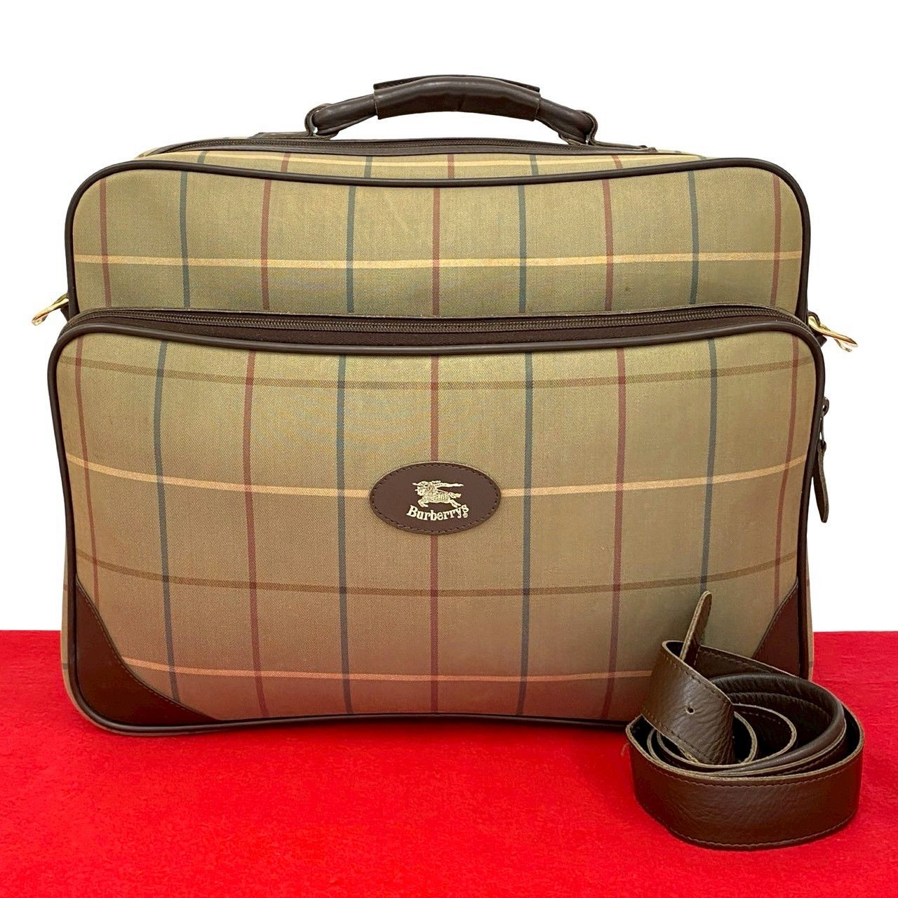 Burberry Burberry Burberrys Shadow Horse Logo Canvas Leather 2way Boston Bag Canvas Travel Bag DUTY FREE for USA Size ONE SIZE - 1 Thumbnail