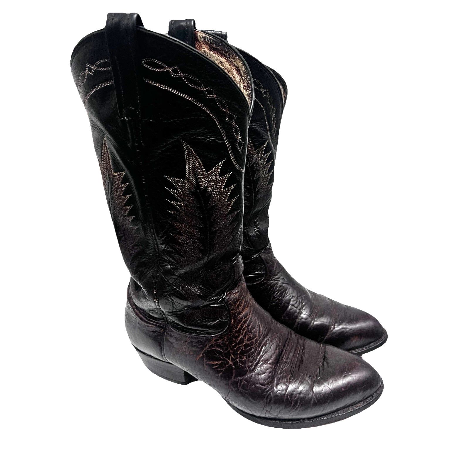 Tony Lama Tony Lama Cherry Black Leather Western Cowboy Boots US 10 Size US 10 / EU 43 - 1 Thumbnail