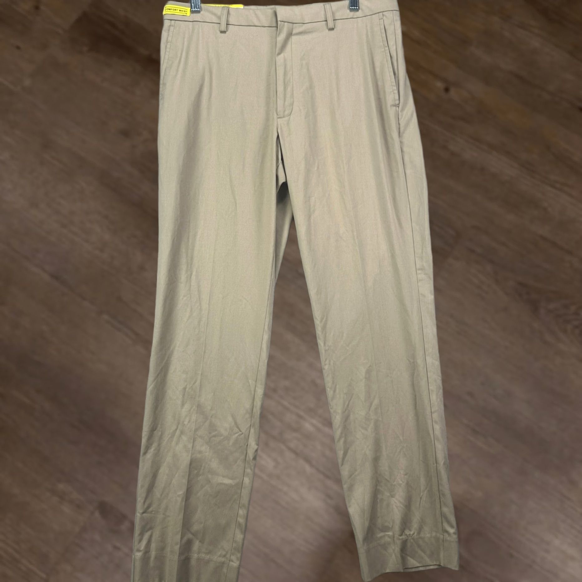 Liz Claiborne Claiborne Mens Pants Slim Fit Straight Comfort Waist Stretch Dress Tan 32X30 Size US 32 / EU 48 - 1 Thumbnail