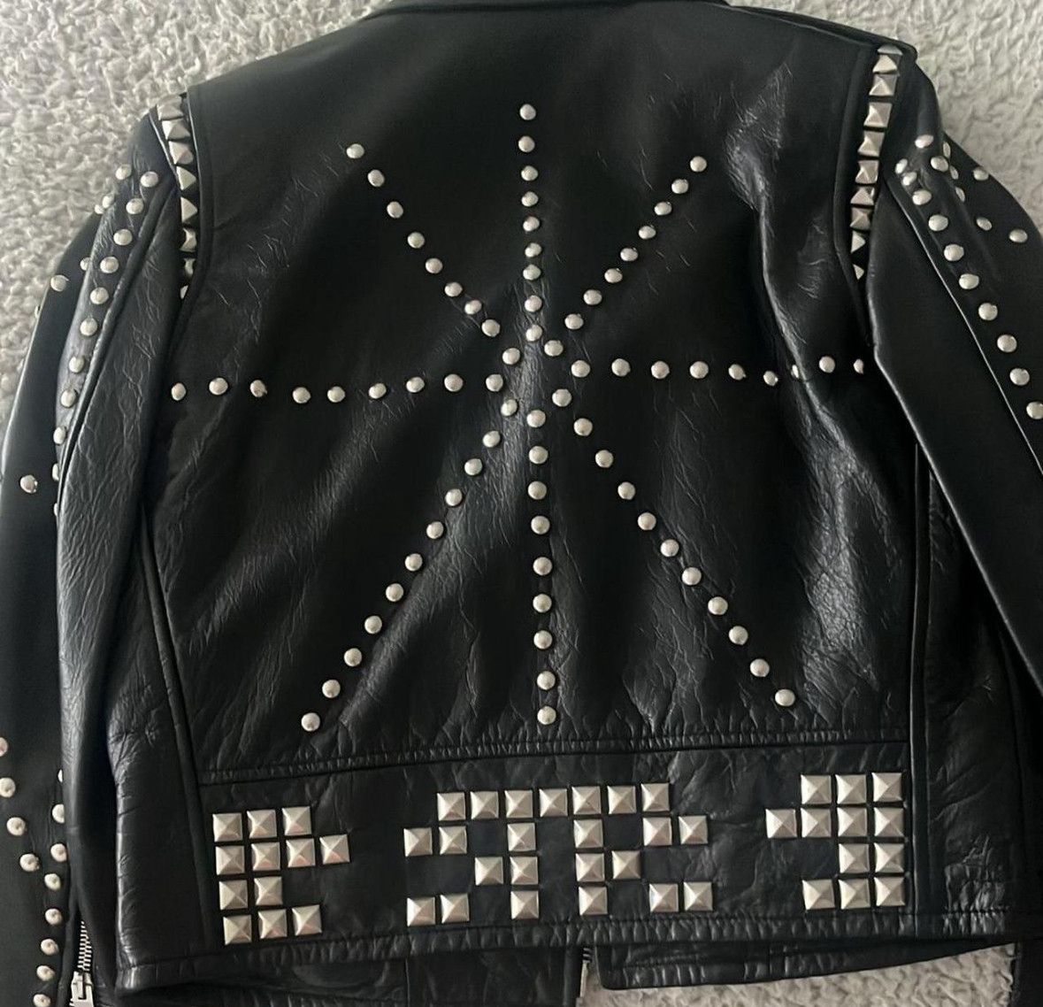 Yves Saint Laurent 16Fw Cow Leather Rivet Zip Jacket Hedi Slimane Size XS / US 0-2 / IT 36-38 - 2 Thumbnail
